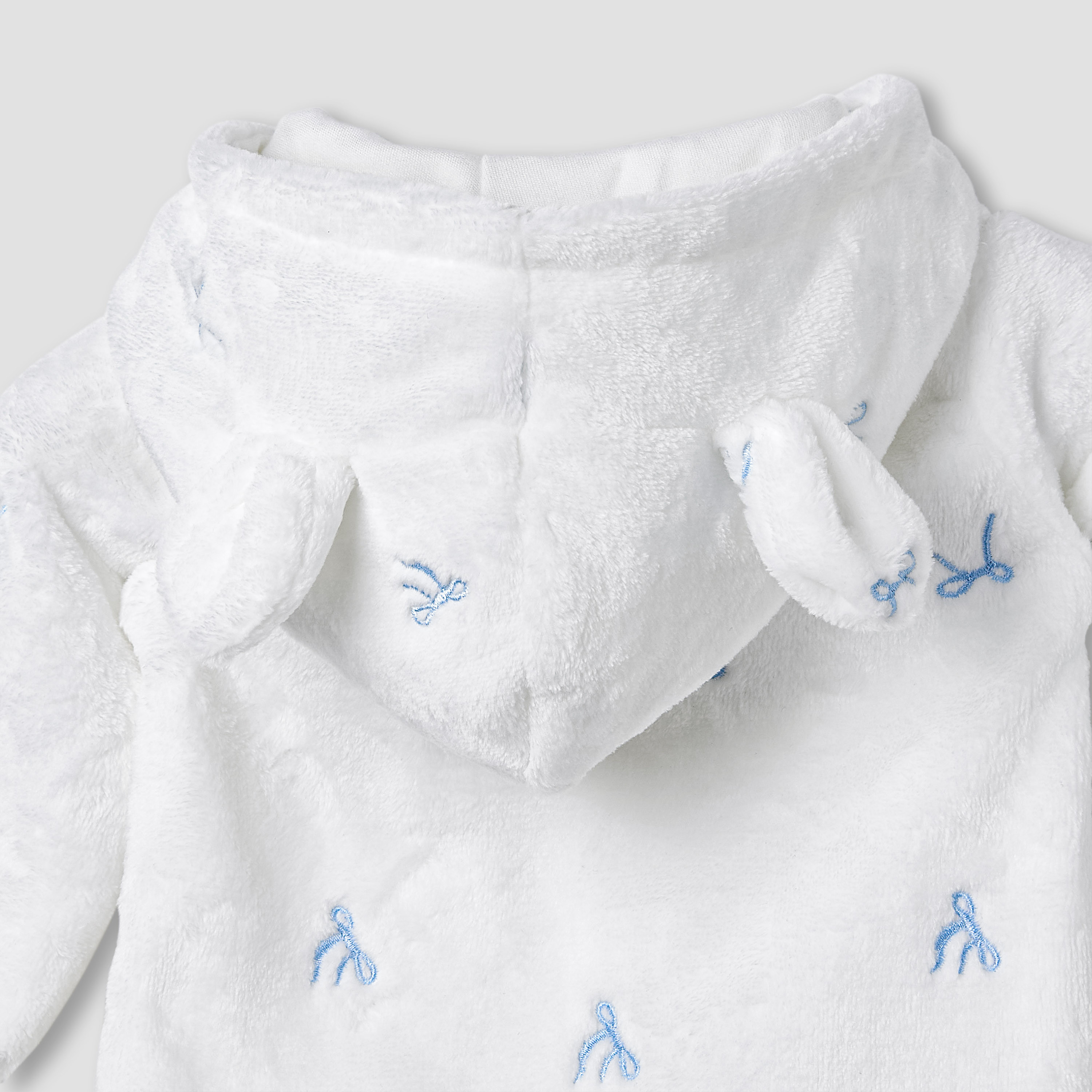 Juniors Hooded Sleepsuit with Bow Embroidery - Polyester - Long Sleeves-baby-girls-clothing-nightwear-sleepsuits-image-6