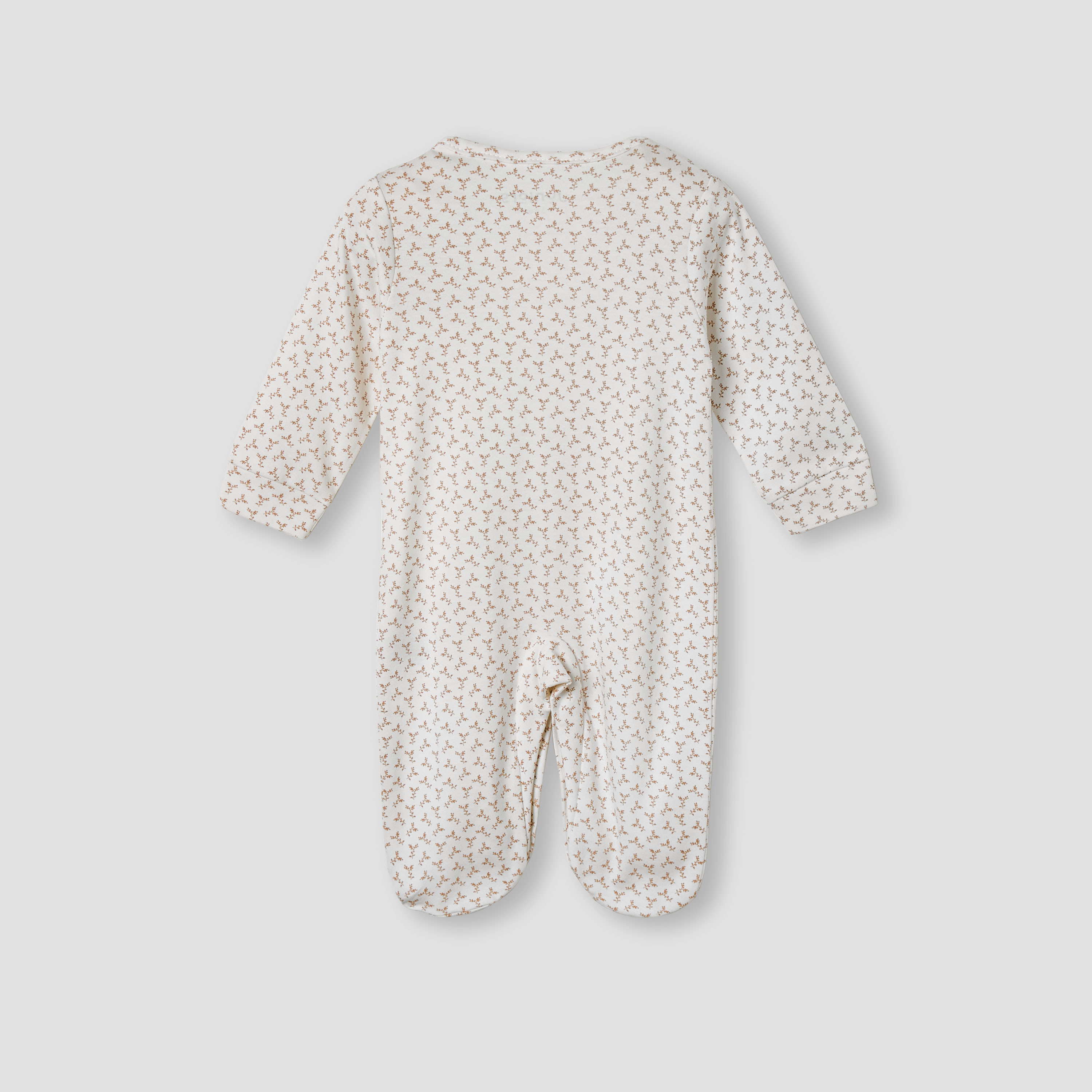 Giggles Leaf Print Sleepsuit with Long Sleeves-baby-girls-clothing-nightwear-sleepsuits-image-2
