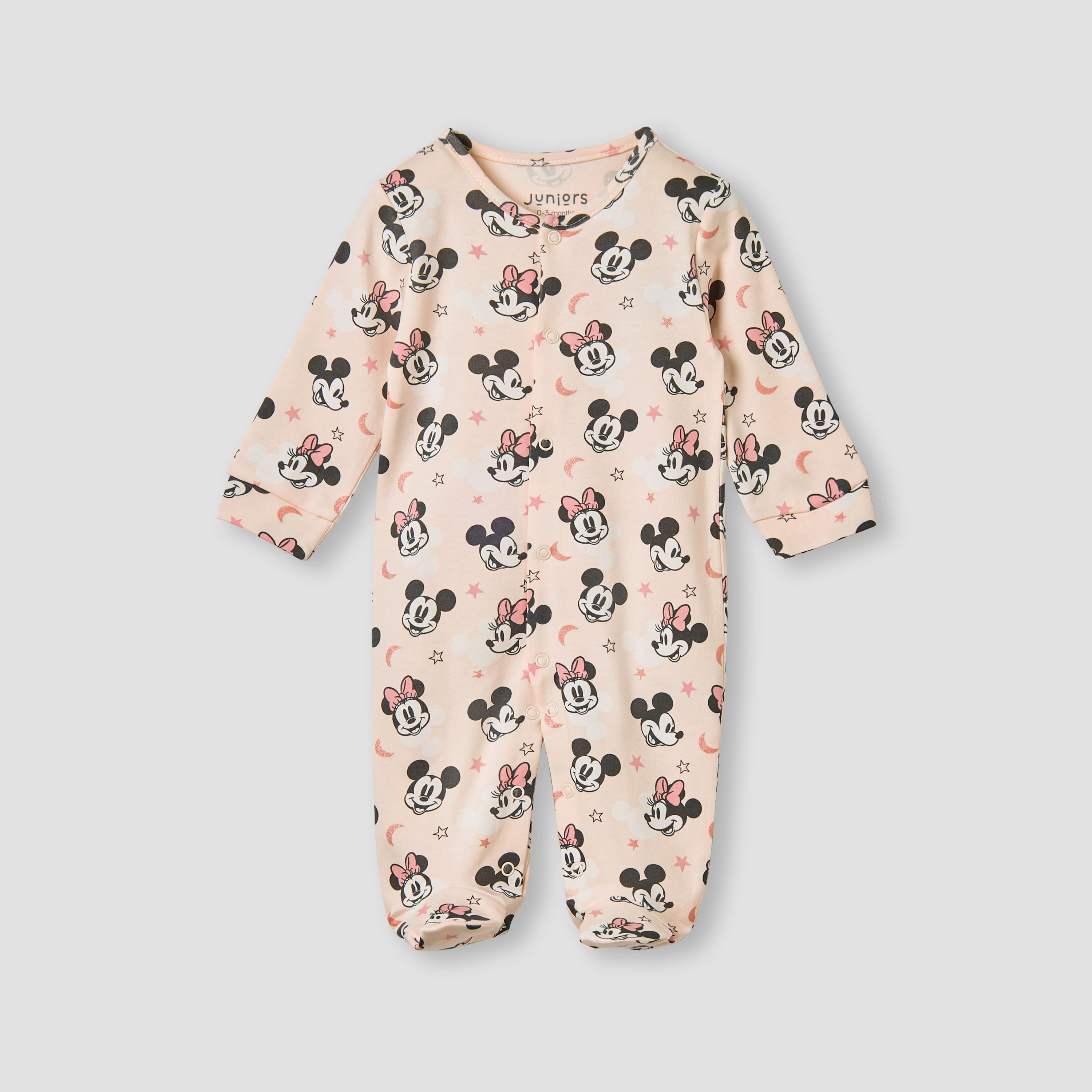 Juniors Minnie Mouse Print Sleepsuit with Long Sleeves-baby-girls-clothing-nightwear-sleepsuits-image-1