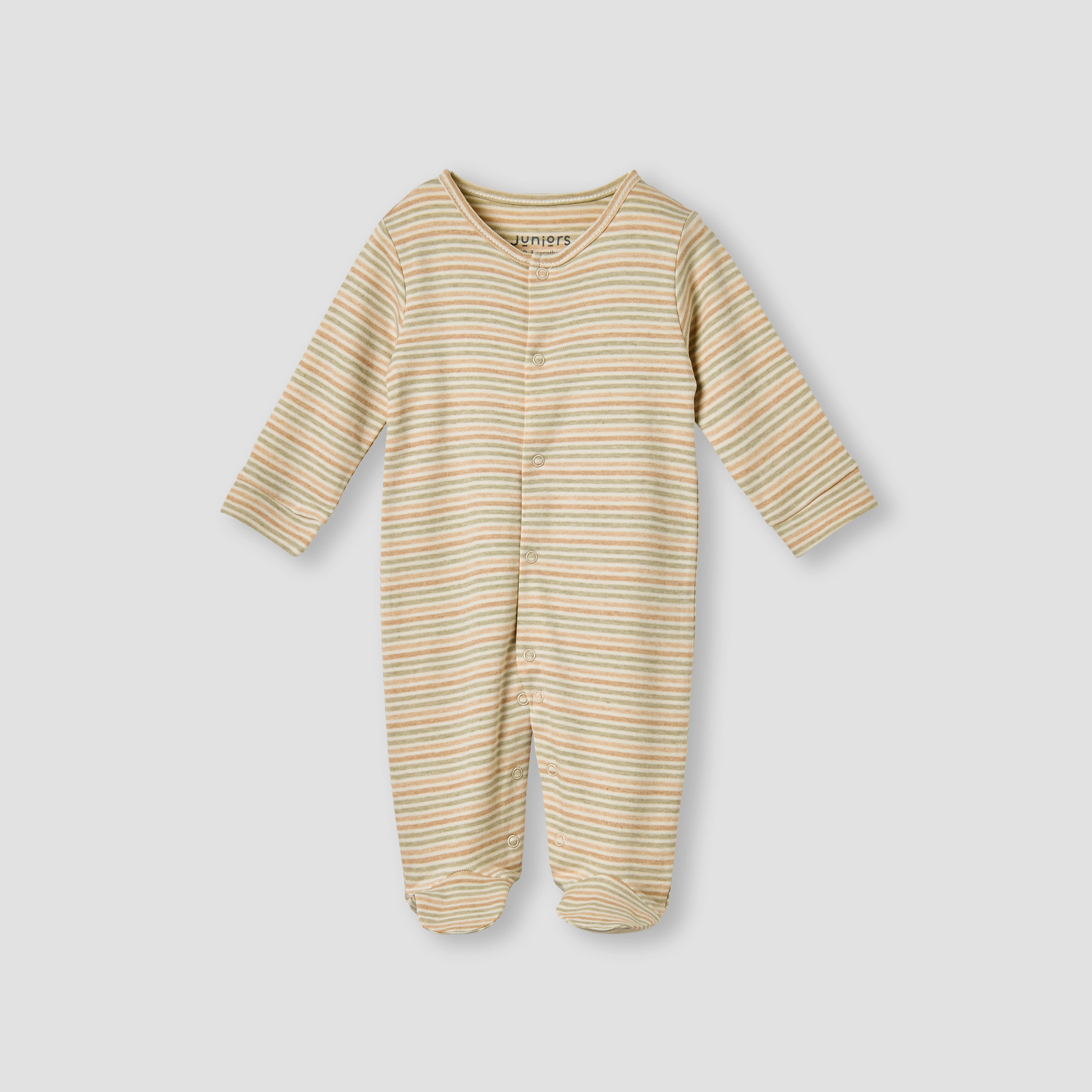 Juniors Striped Closed Feet Sleepsuit with Long Sleeves-baby-boys-clothing-nightwear-sleepsuits-image-1
