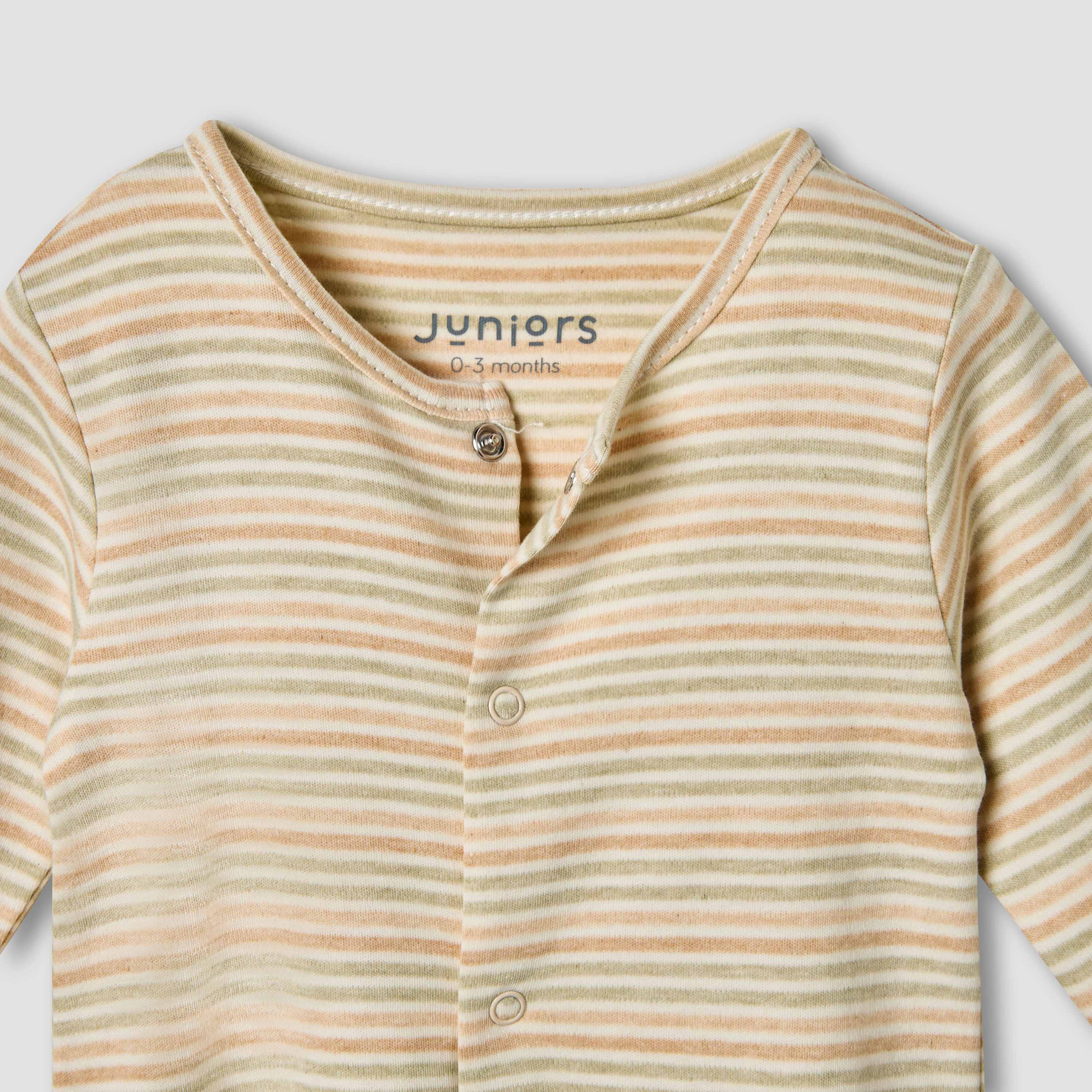 Juniors Striped Closed Feet Sleepsuit with Long Sleeves-baby-boys-clothing-nightwear-sleepsuits-image-3