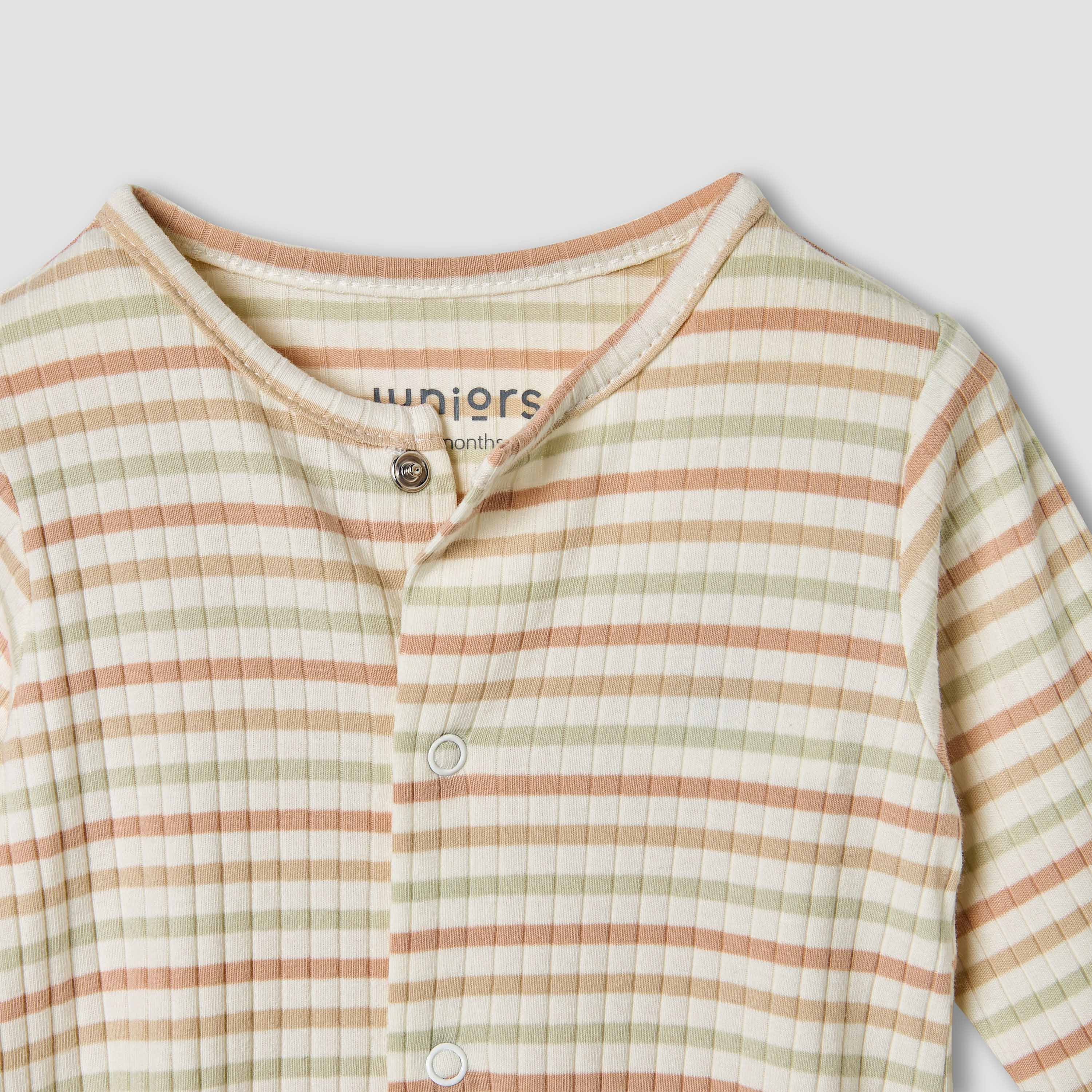 Juniors Striped Closed Feet Sleepsuit with Long Sleeves-baby-boys-clothing-nightwear-sleepsuits-image-3