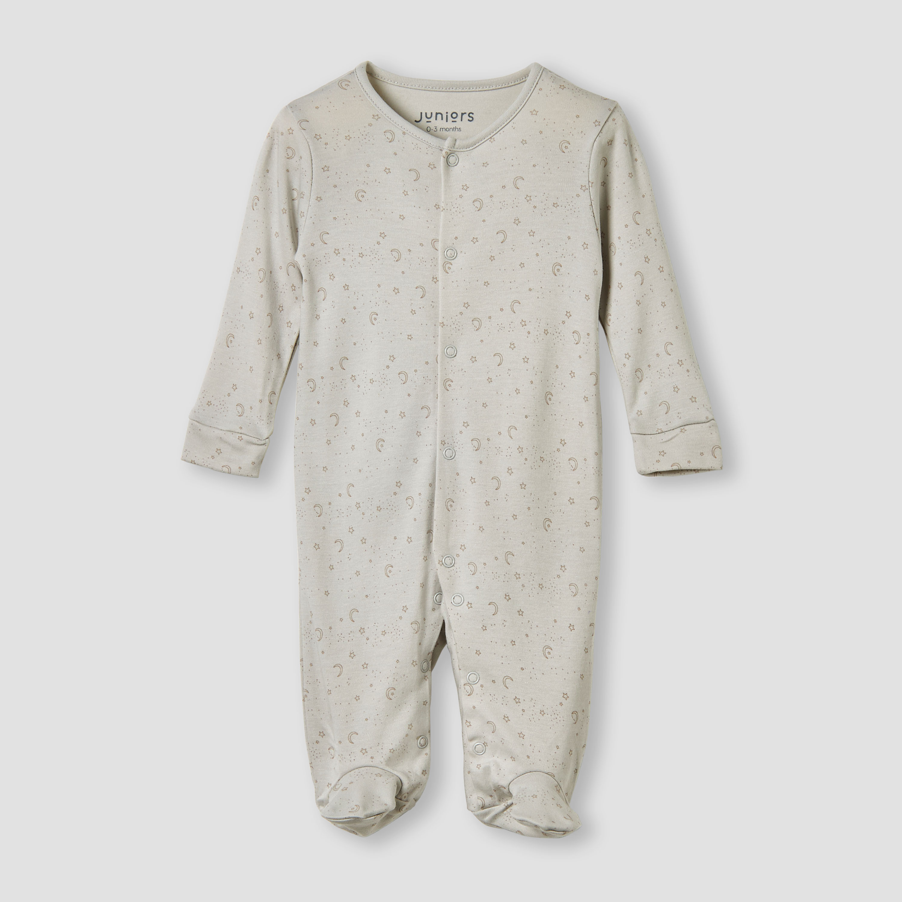 Juniors Stars Print Sleepsuit with Long Sleeves-baby-boys-clothing-nightwear-sleepsuits-image-1