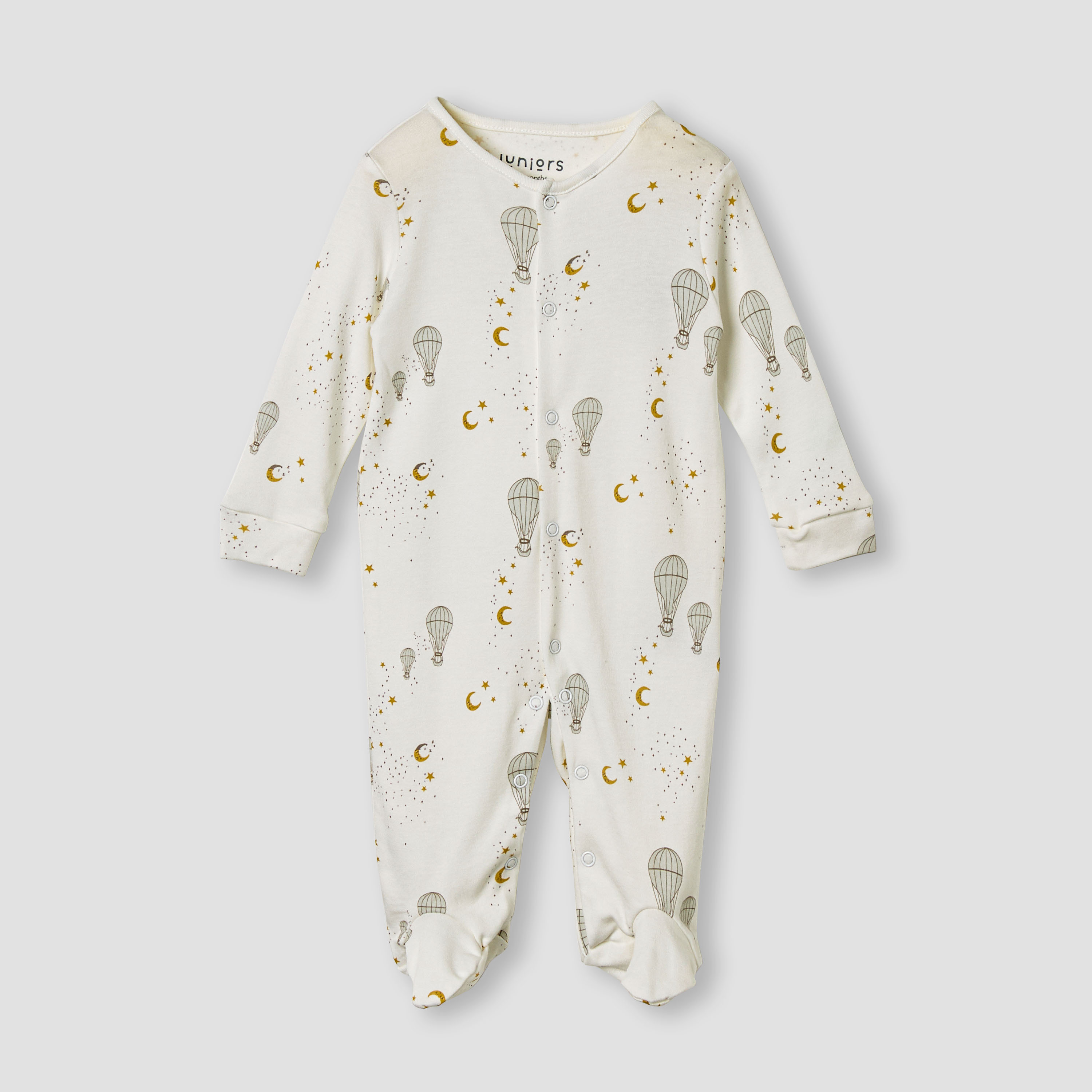 Juniors Hot Air Balloon Print Sleepsuit with Long Sleeves-baby-boys-clothing-nightwear-sleepsuits-image-1