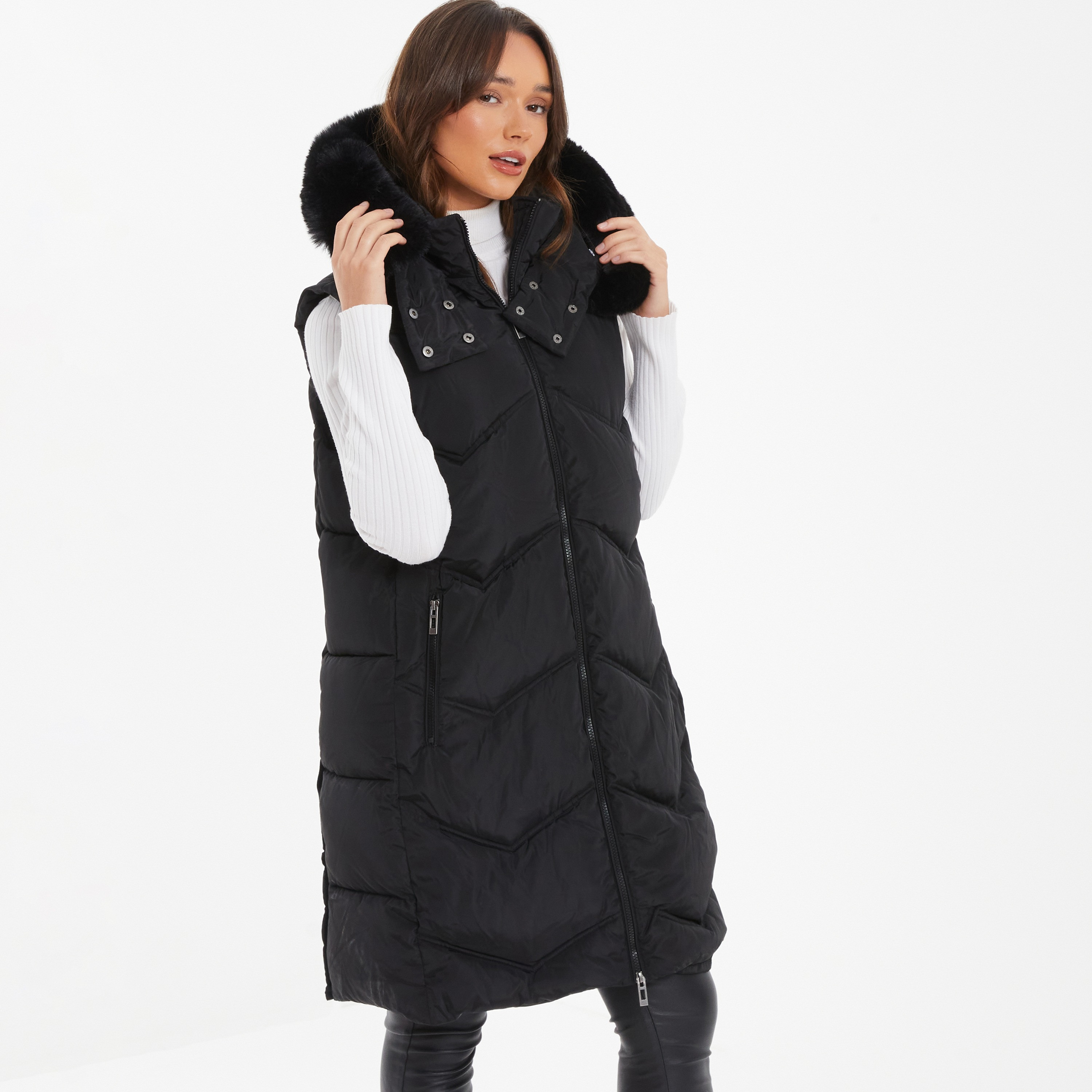 Quiz Quilted Hooded Neck Gilete Jacket-women-winterwear-coatsandjackets-jackets-image-1