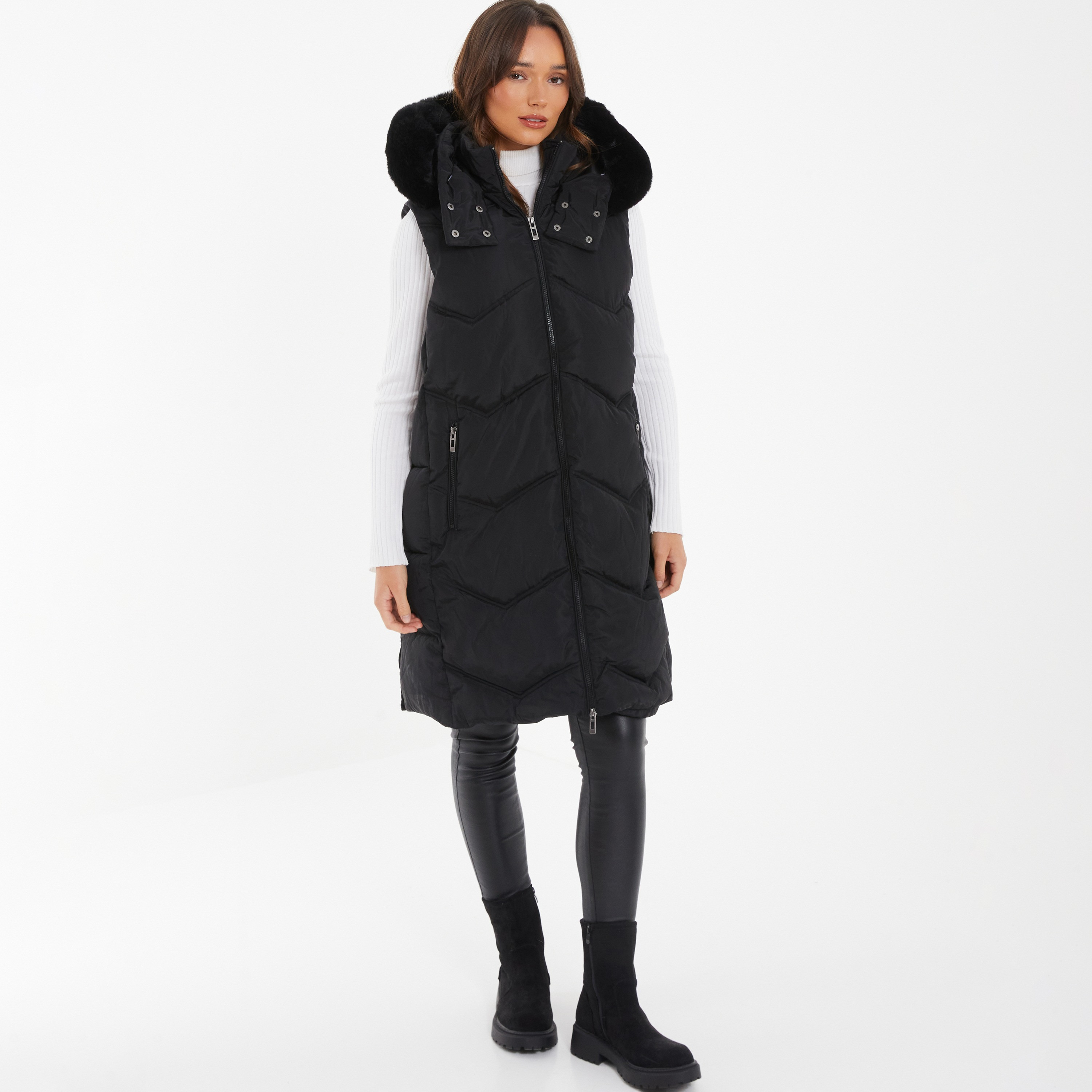 جيليت جاكيت ذو مبطن بياقة مقنعين من كويز-women-winterwear-coatsandjackets-jackets-image-2