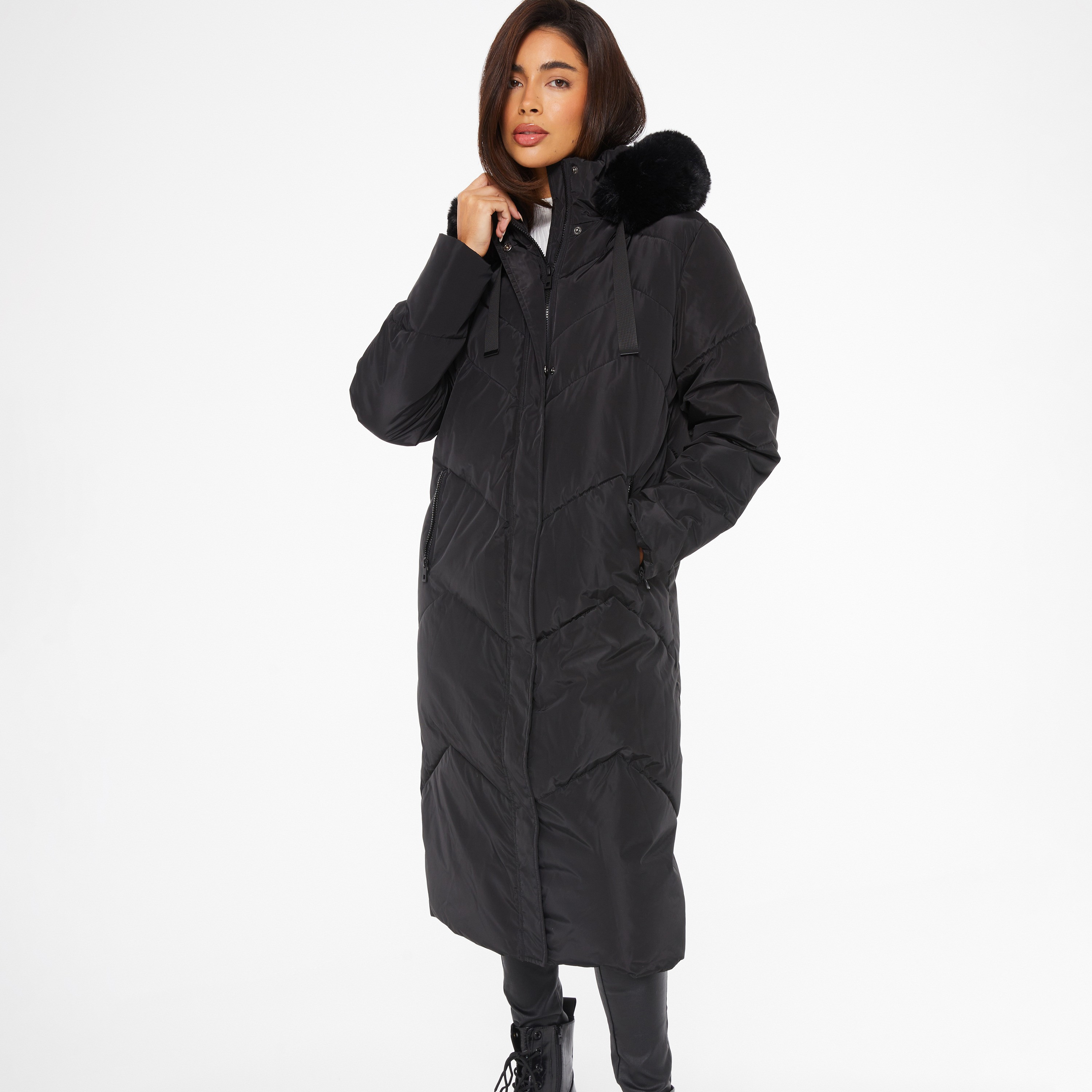 Padded coat with clearance hood