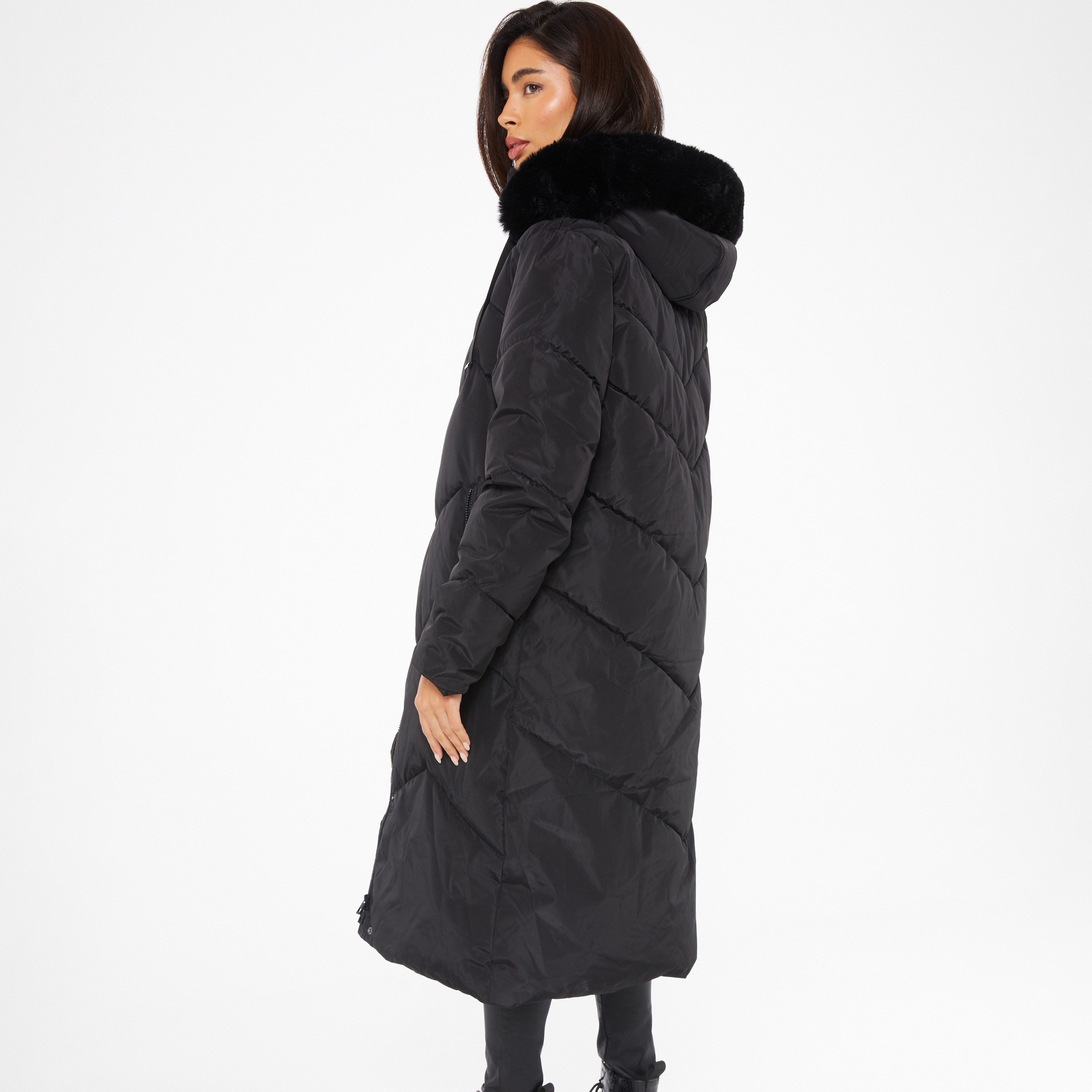 Quiz Quilted Hooded Neck Parka Jacket-women-winterwear-coatsandjackets-jackets-image-4