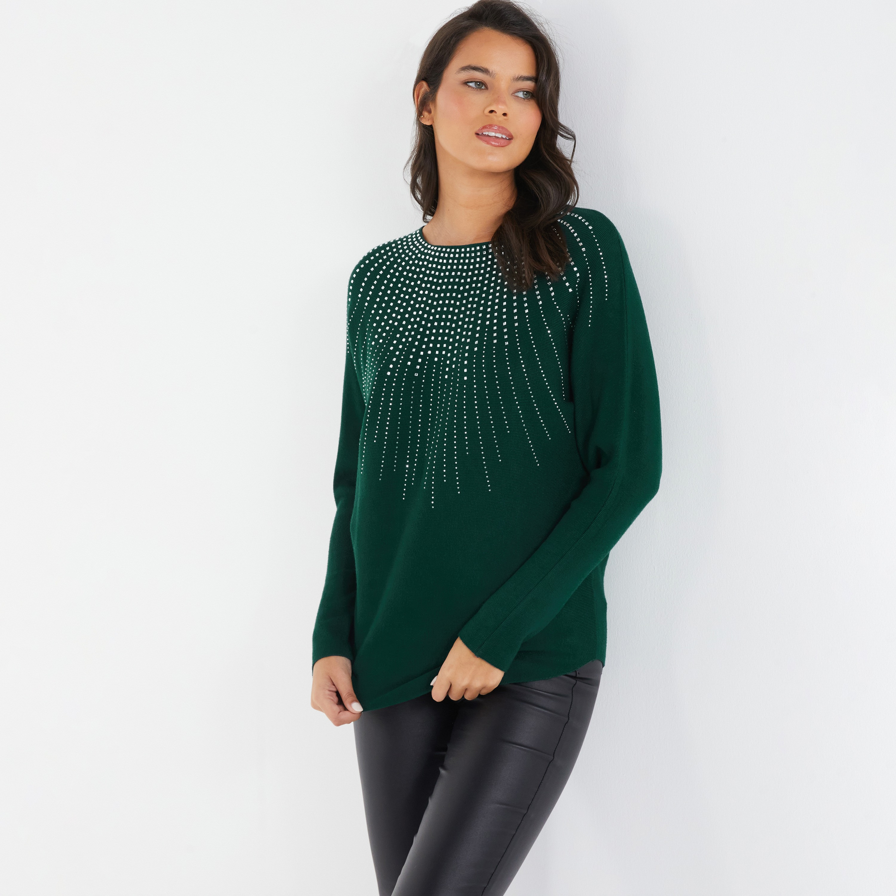 جامبر ذو منمقة برقبة مستديرة من كويز-women-clothing-cardigansandjumpers-jumpers-image-1