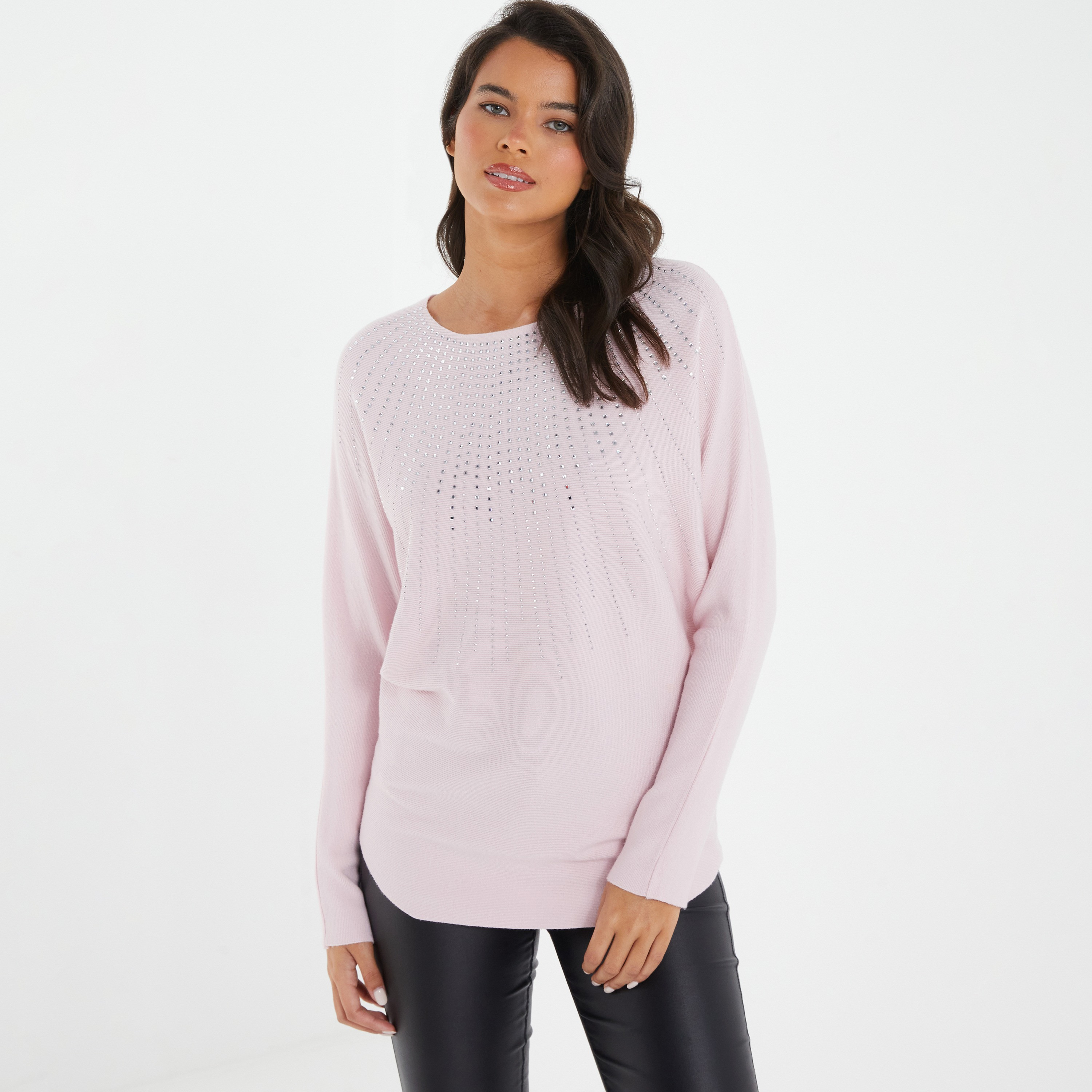 Quiz Embellished Round Neck Jumper-women-clothing-cardigansandjumpers-jumpers-image-1