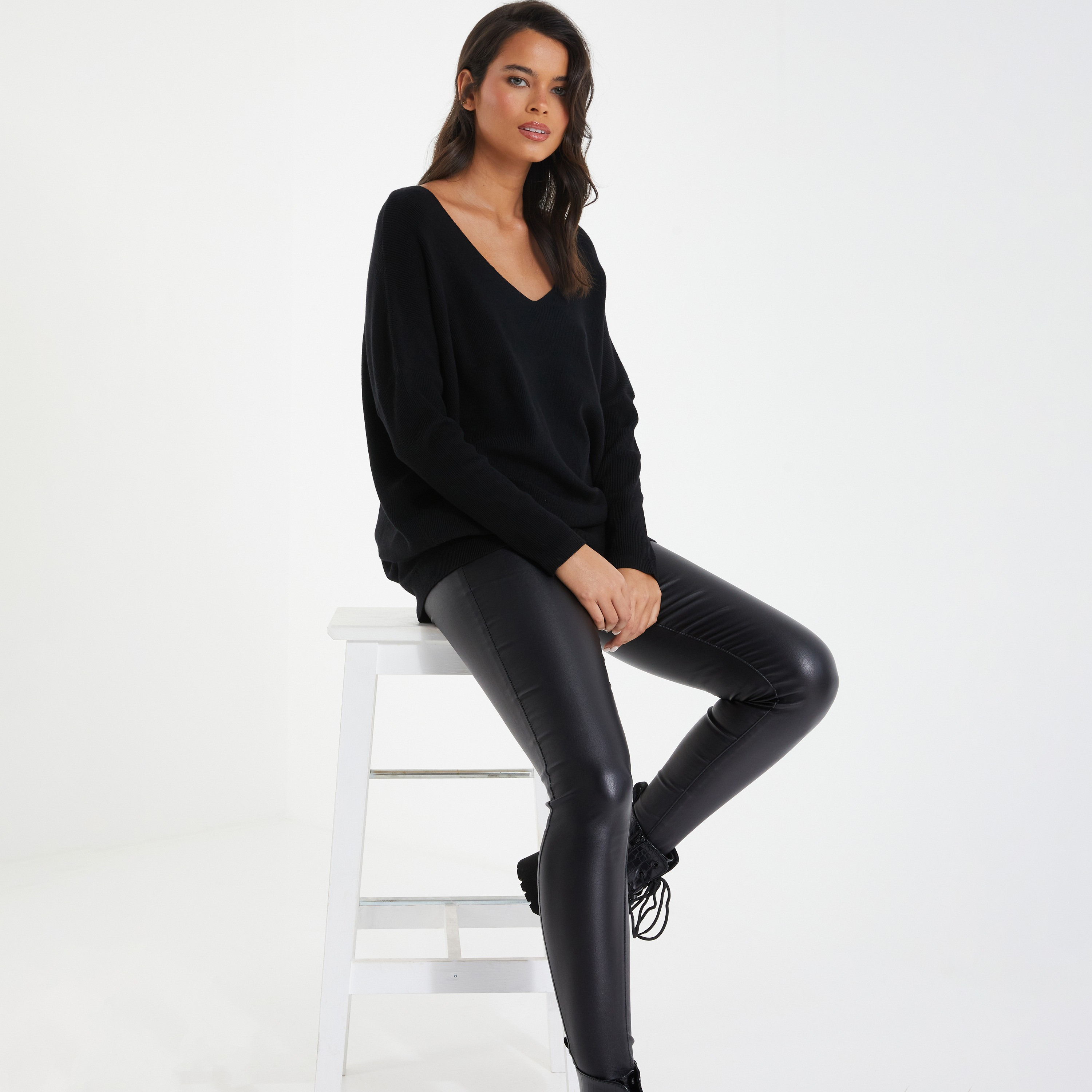 Quiz Plain V-Neck Jumper-women-clothing-cardigansandjumpers-jumpers-image-2