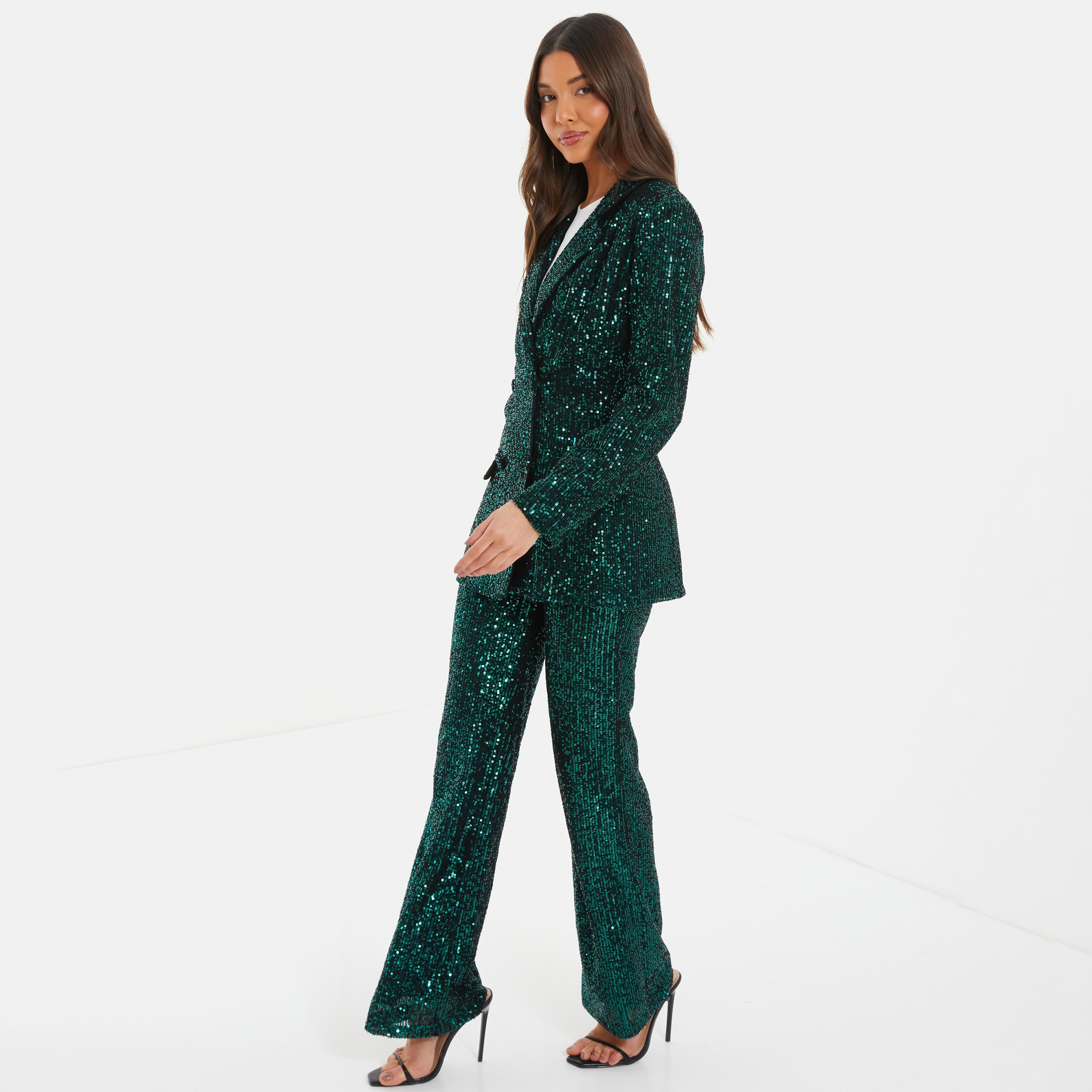 Quiz Sequins Notched Lapel Blazer-women-clothing-coatsandjackets-blazers-image-2