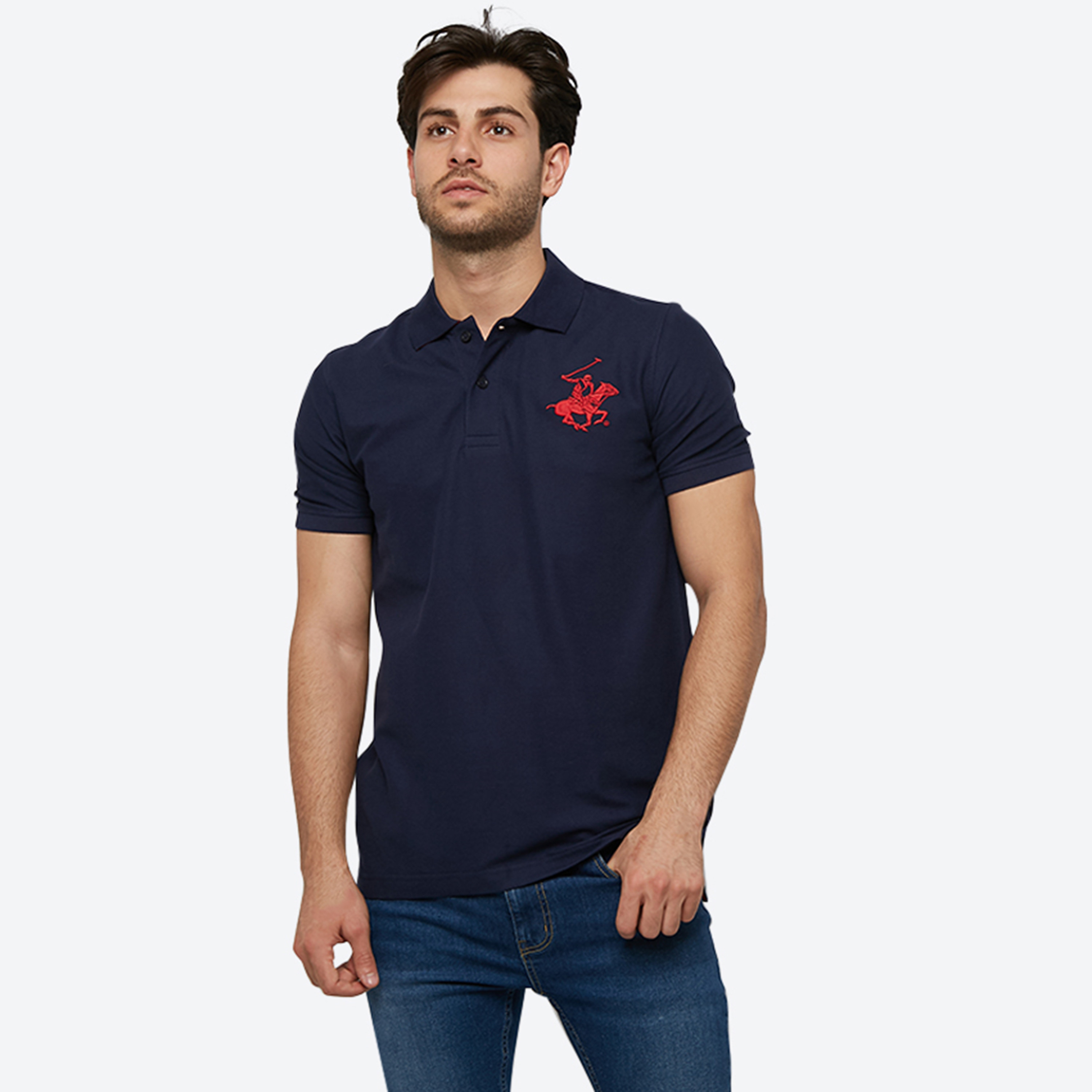 تي شيرت بولو من بيفرلي هيلز بولو كلوب بياقة وأكمام قصيرة مع شعار-men-clothing-tshirtsandpolos-polos-image-1