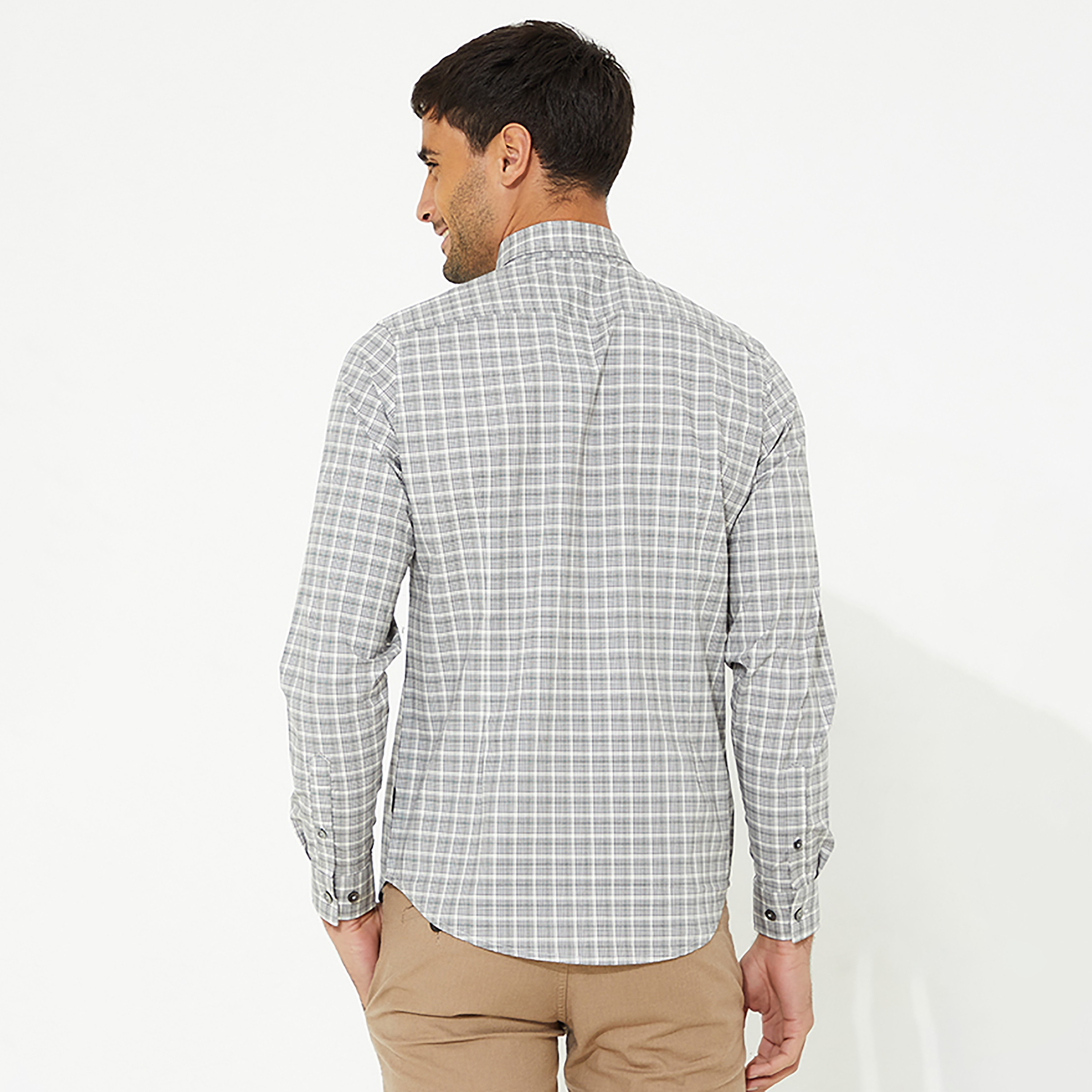 Beverly Hills Polo Club Grey Checked Regular Fit Full Sleeves Casual Shirt-men-clothing-shirts-image-3