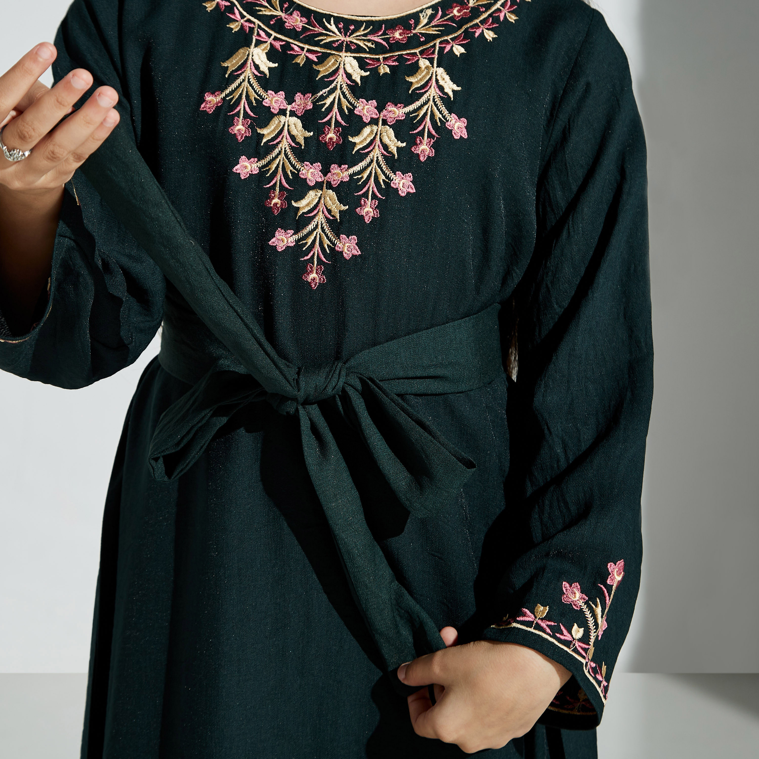 Malikah Embroidered Jalabiya with Tie-Up Belt -for Girl-girls-clothing-dressesandjumpsuits-image-3