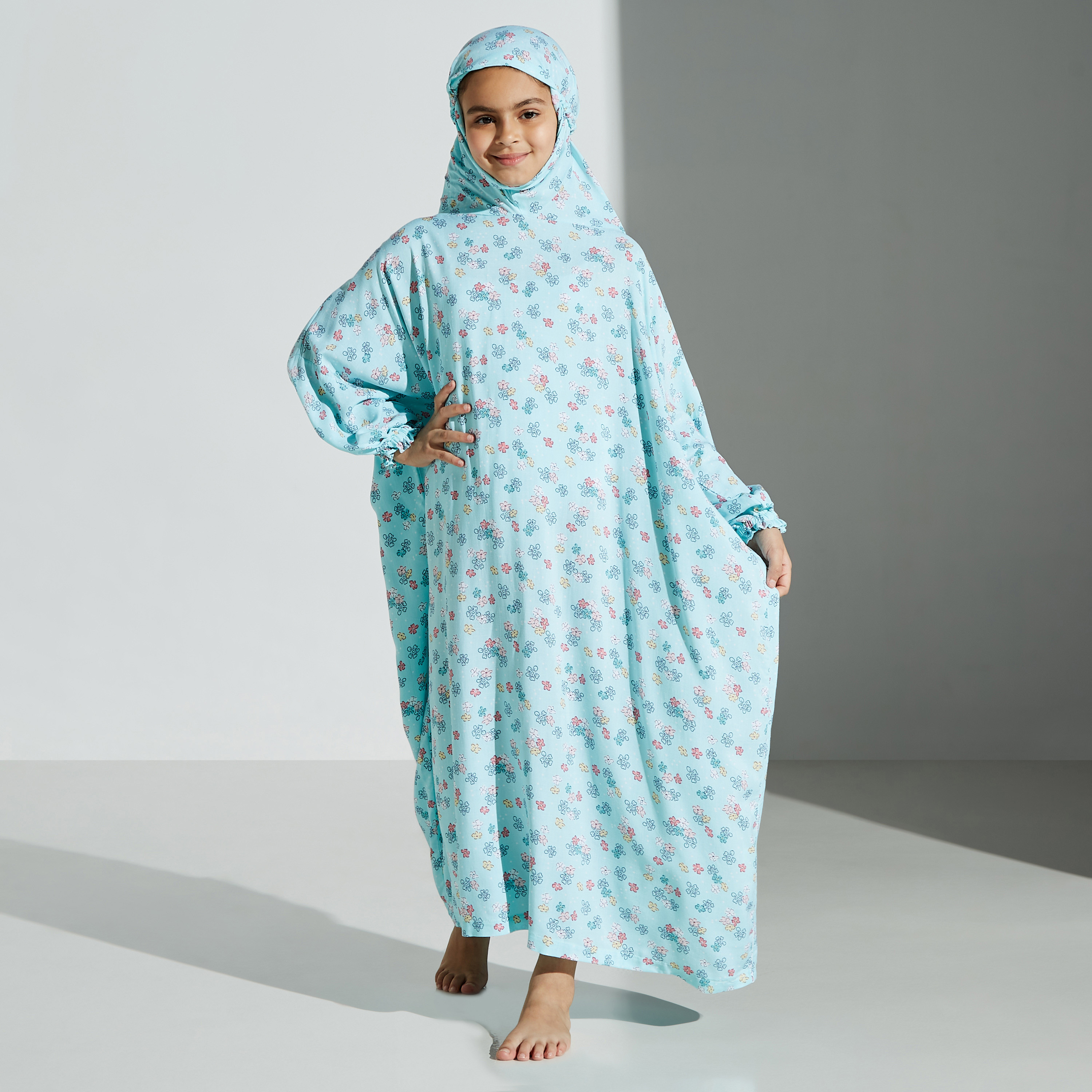 Buy Turquoise Prayer Dress Free Size , Muslim Namaz Abaya With Hijab Online  in India - Etsy