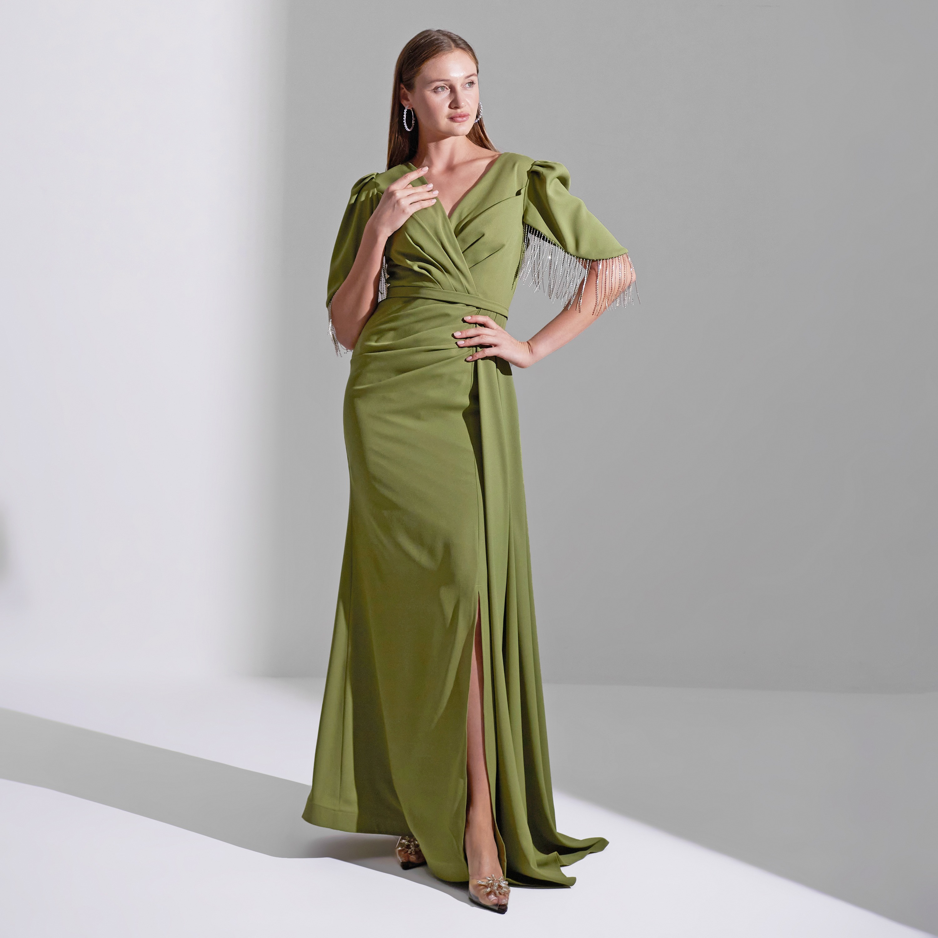 فستان ماكسي نسائي للسهرة من أكاديا بأكمام منفوخة من قماش الكريب سيلسيلا-women-clothing-dresses-image-5
