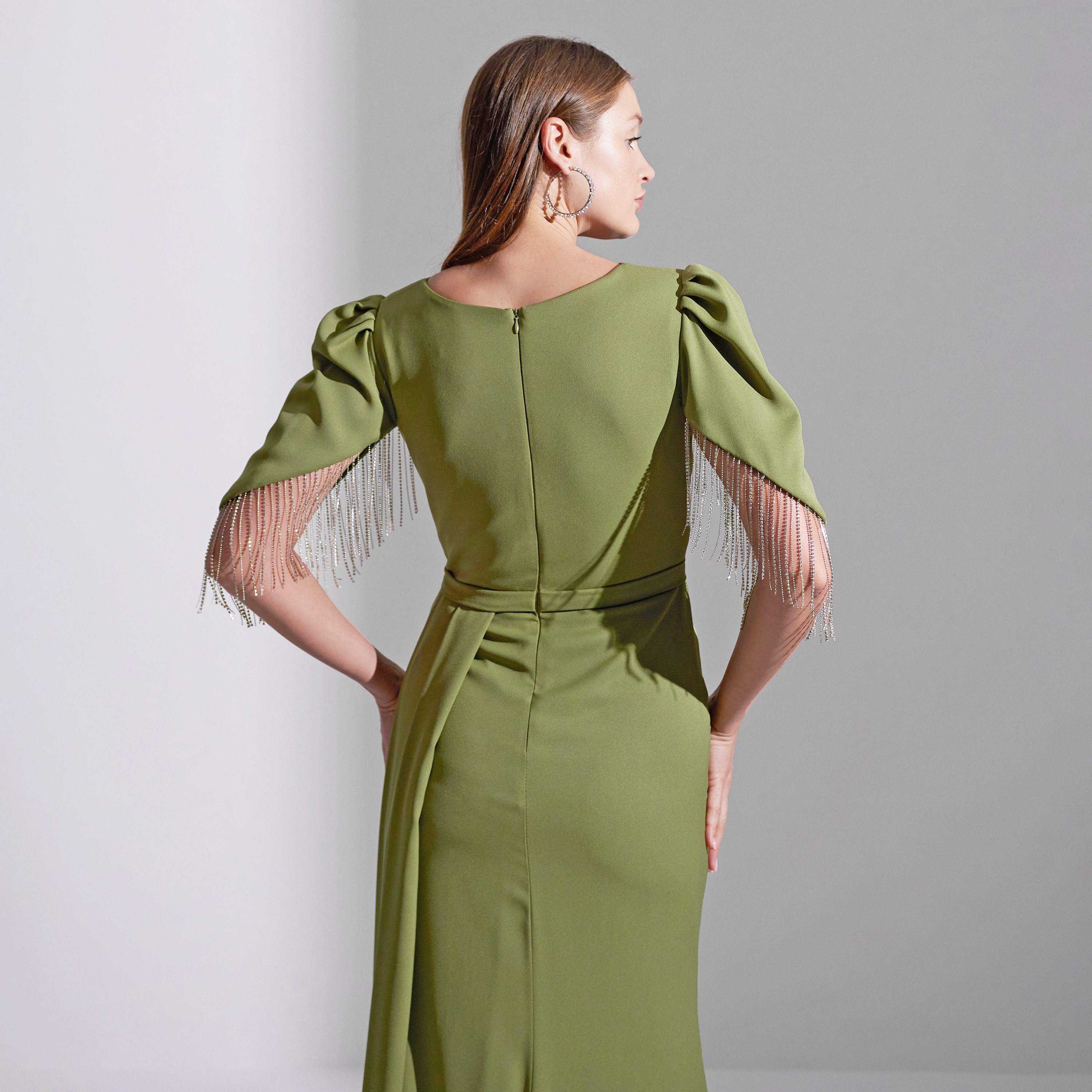 Akadia Puff Sleeve Silsila Crepe Evening Women's Maxi Dress-women-clothing-dresses-image-3