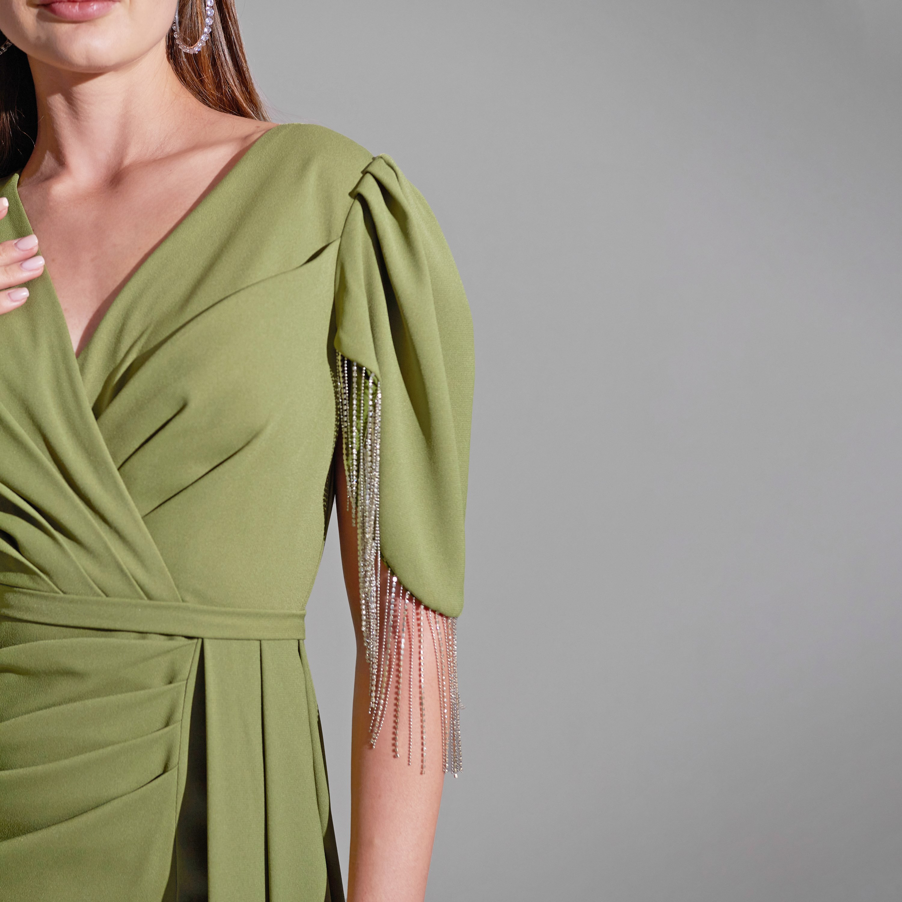Akadia Puff Sleeve Silsila Crepe Evening Women's Maxi Dress-women-clothing-dresses-image-4