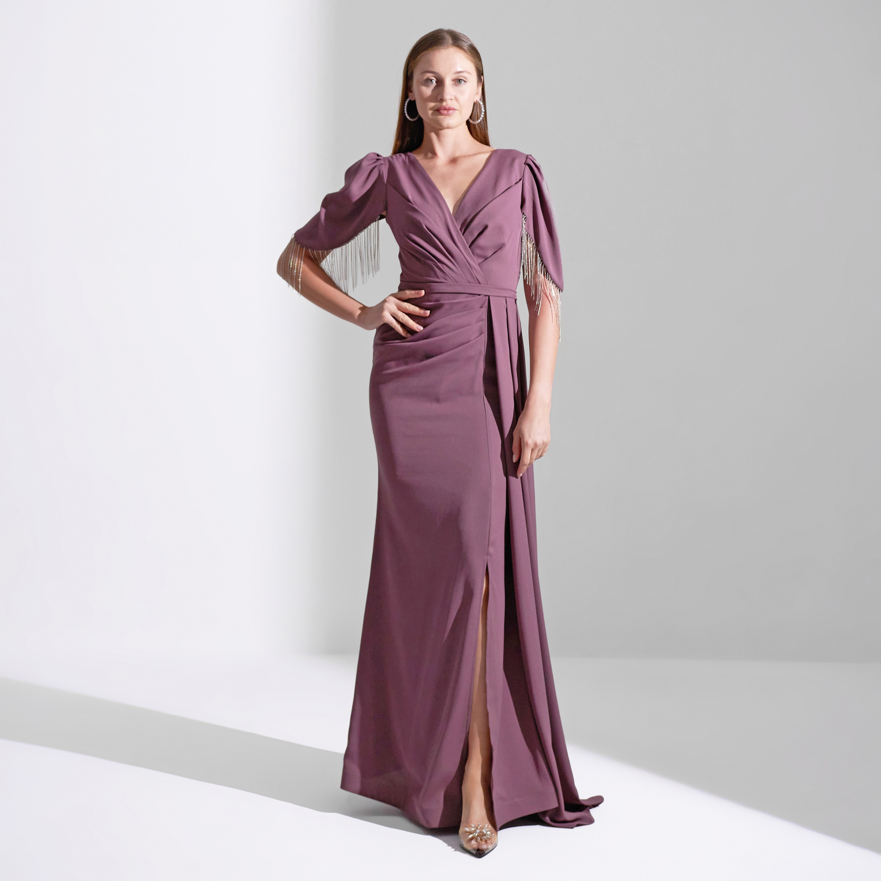 فستان ماكسي نسائي للسهرة من أكاديا بأكمام منفوخة من قماش الكريب سيلسيلا-women-clothing-dresses-image-1