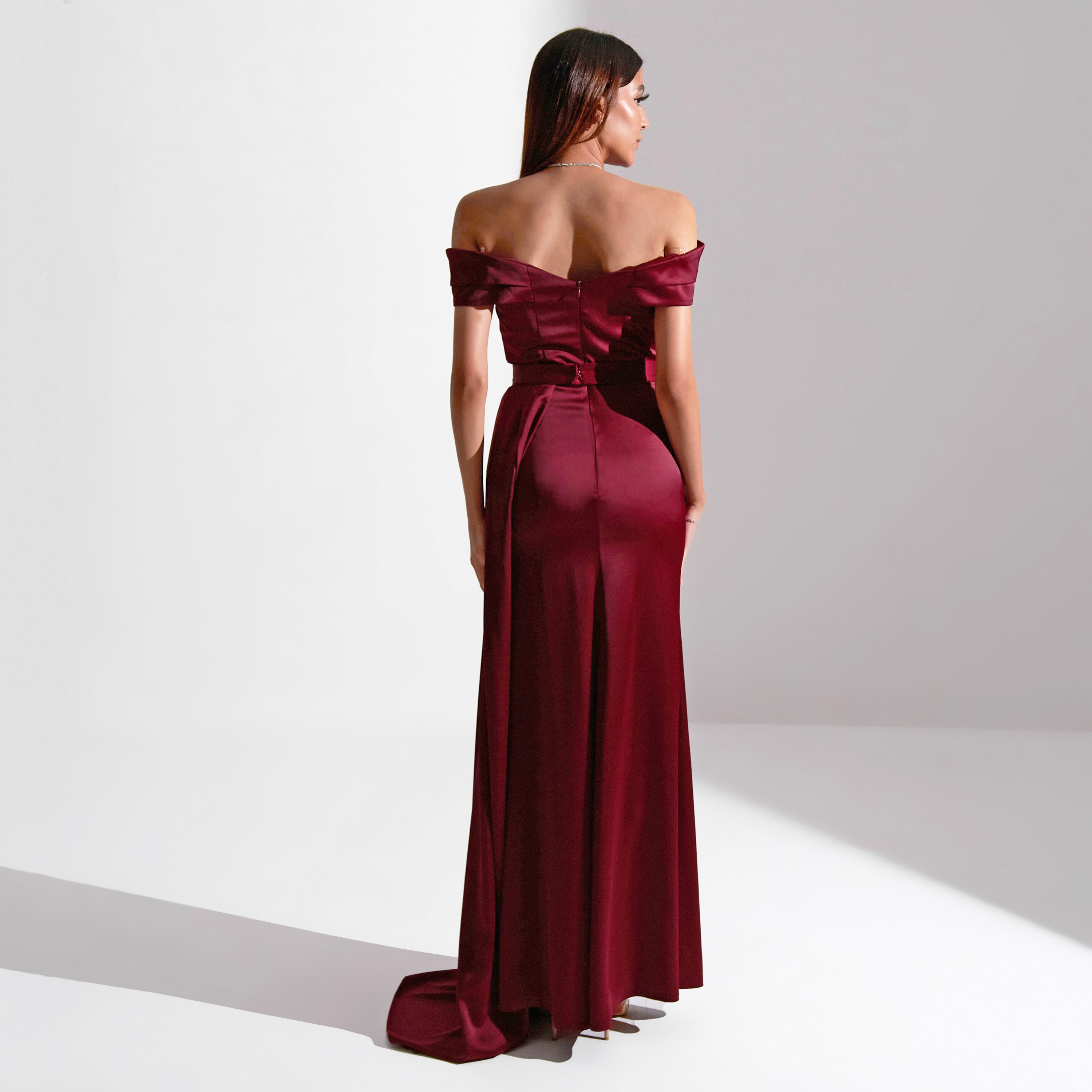 Akadia Off Shoulder Draped Detachable Skirt Satin Evening Women's Maxi Dress-women-clothing-dresses-image-3