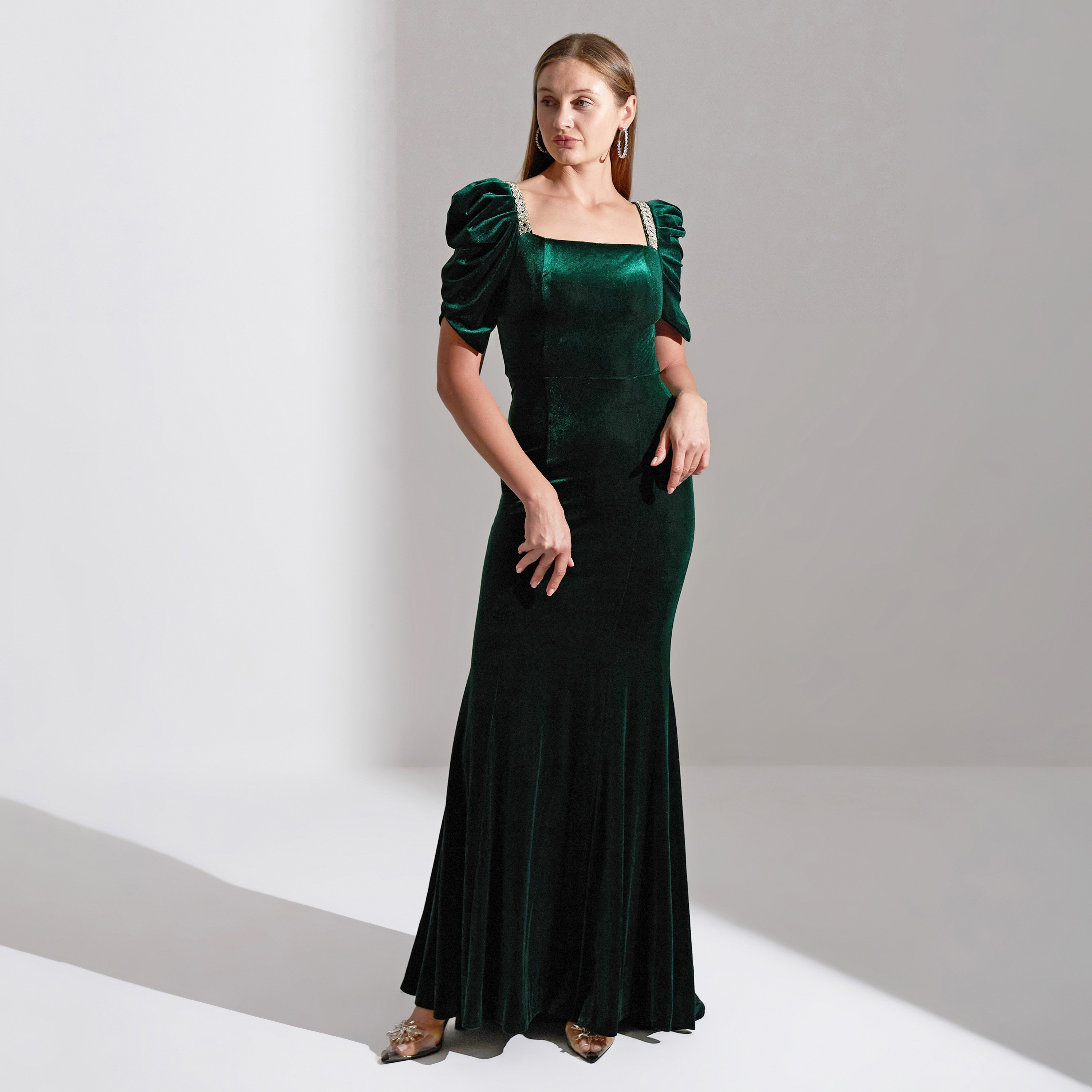 فستان ماكسي نسائي للسهرات من أكاديا مخملي برقبة مربعة وذيل حورية البحر-women-clothing-dresses-image-2