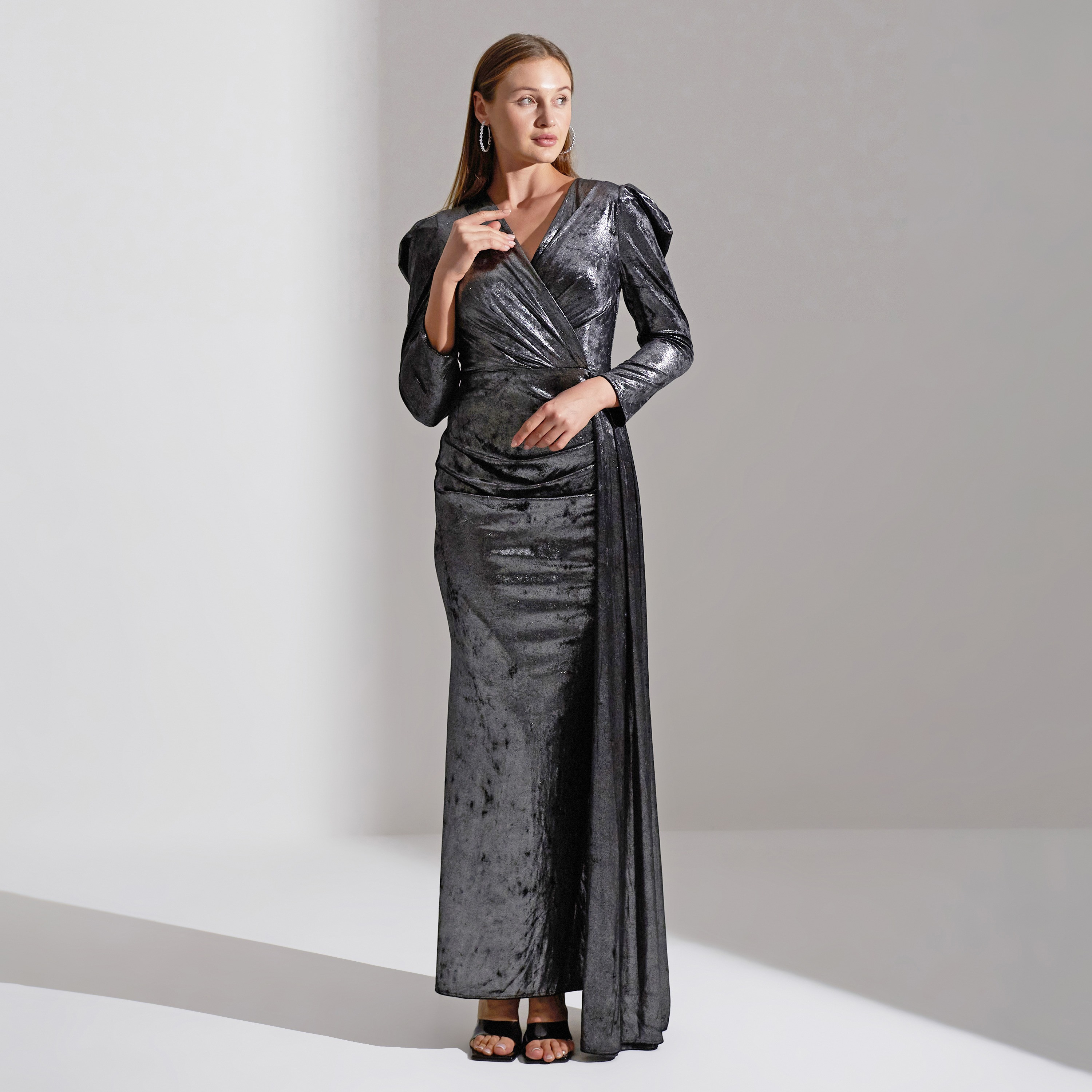 Akadia Side Tail Velvet Evening Women's Maxi Dress-women-clothing-dresses-image-4