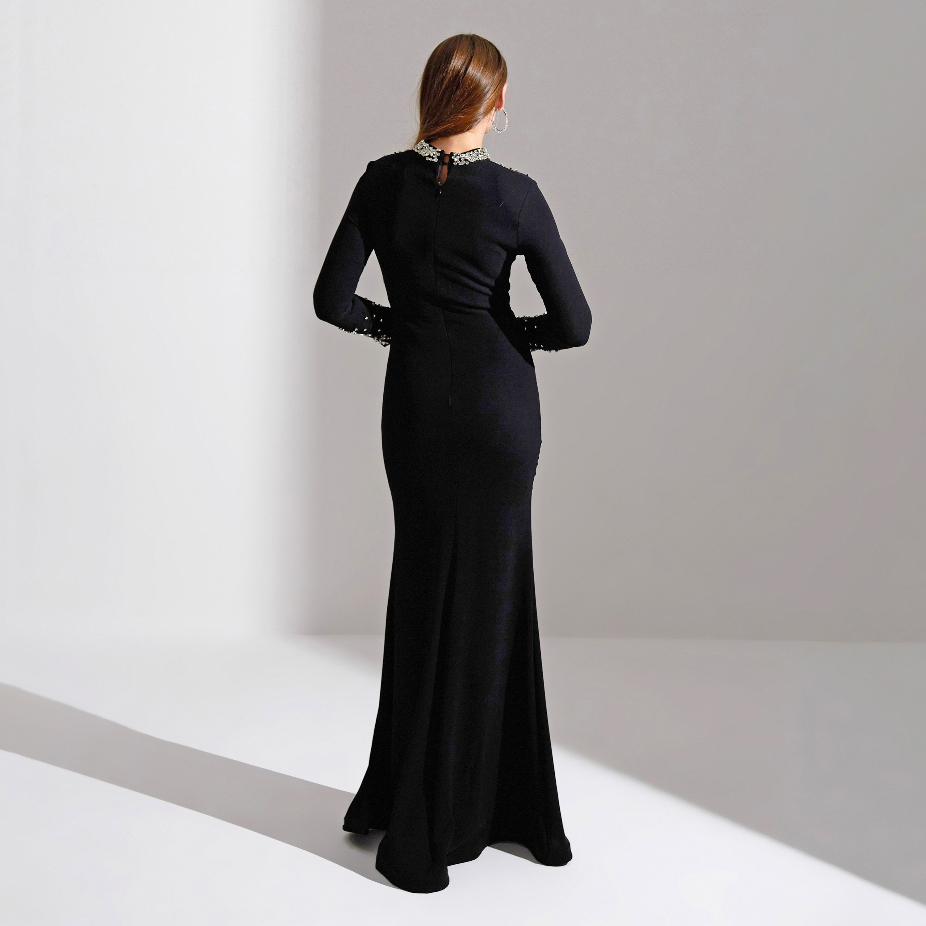 Akadia Scattered Crystal Neck Crepe Evening Women's Maxi Dress-women-clothing-dresses-image-8