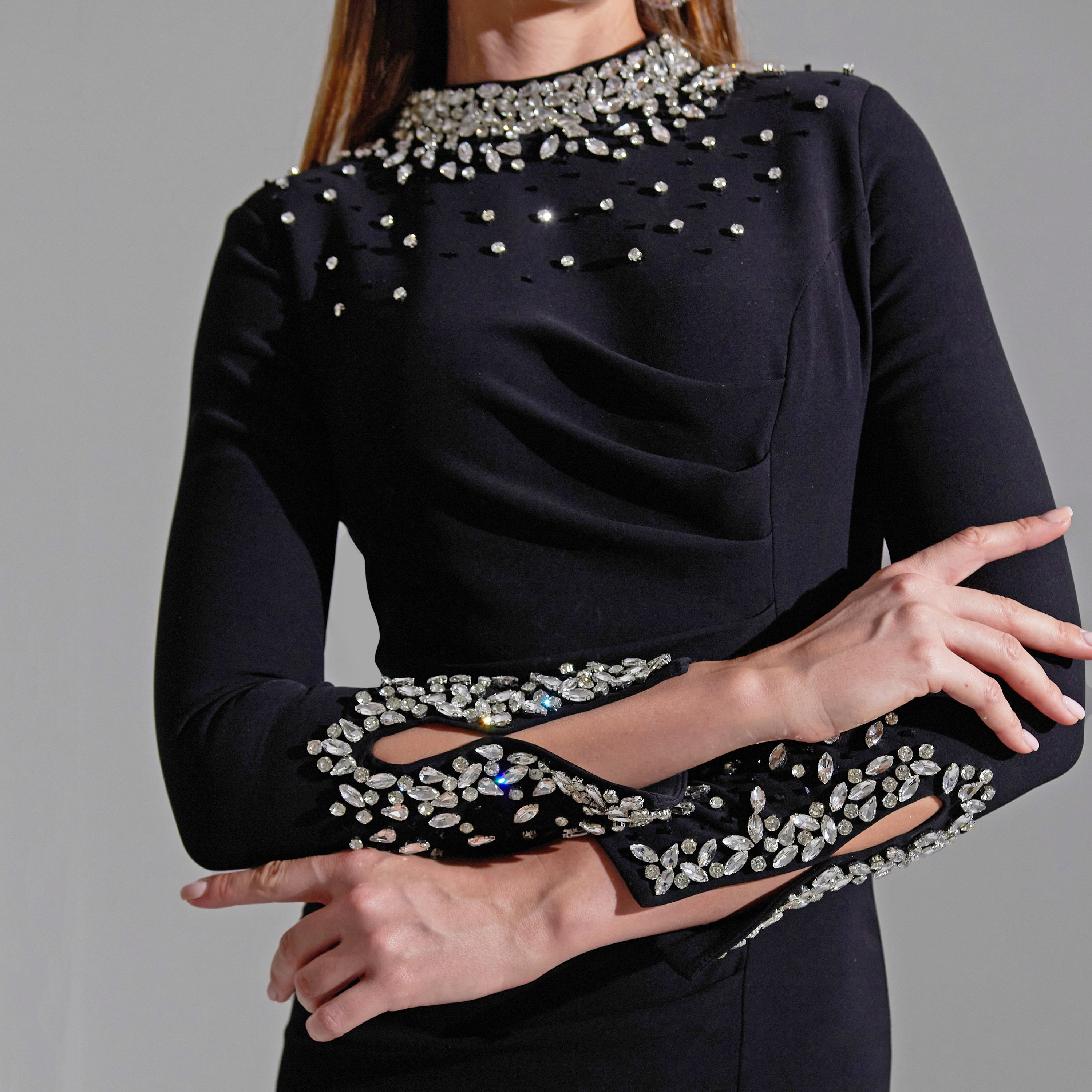 Akadia Scattered Crystal Neck Crepe Evening Women's Maxi Dress-women-clothing-dresses-image-10