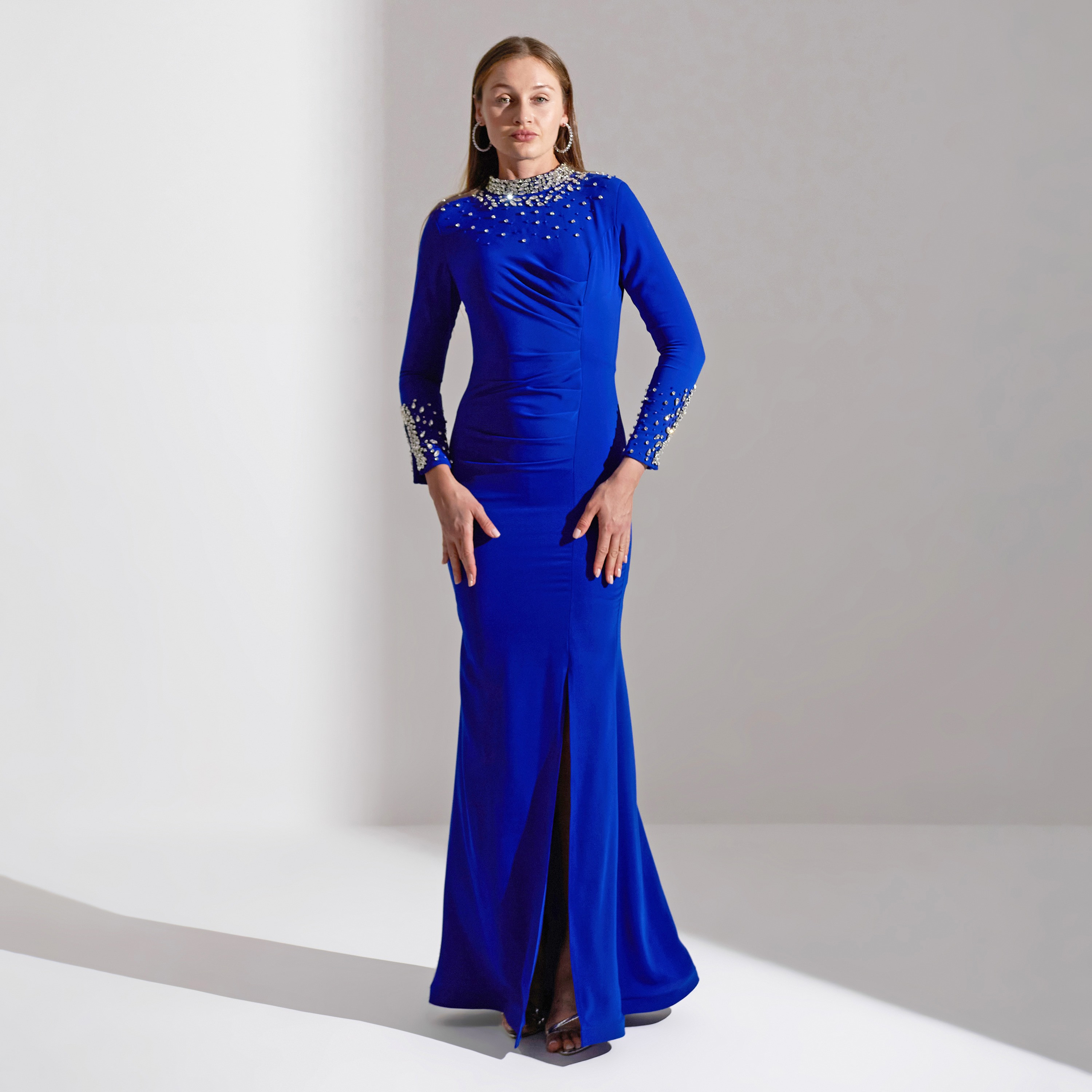 Akadia Scattered Crystal Neck Crepe Evening Women's Maxi Dress-women-clothing-dresses-image-12