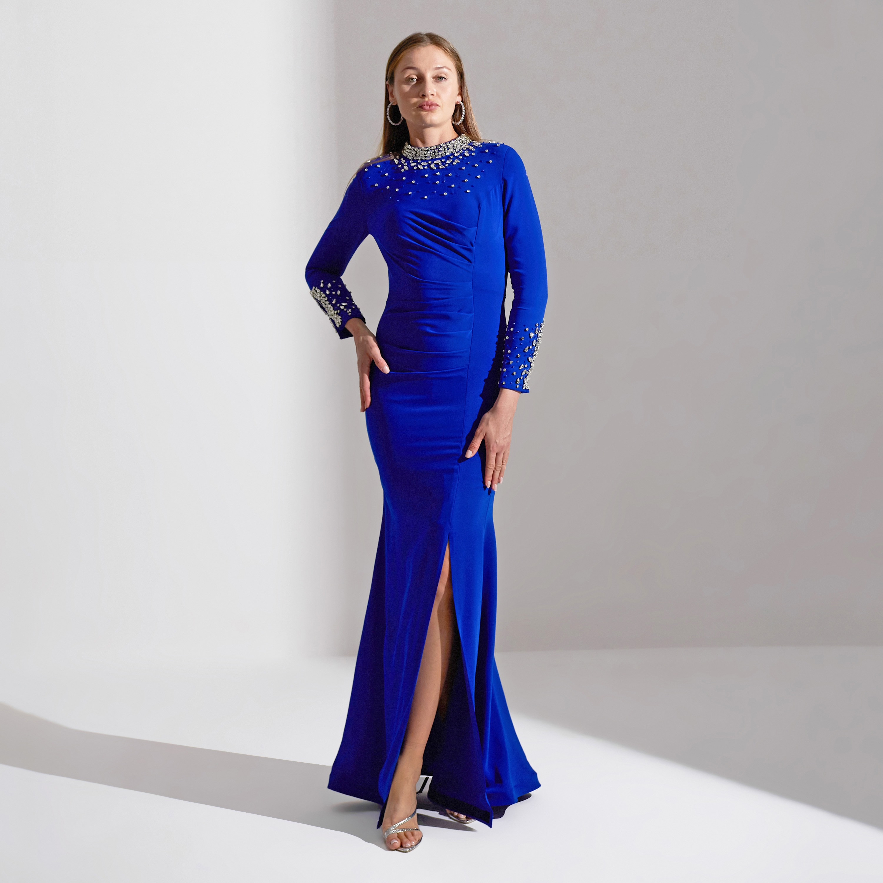 Akadia Scattered Crystal Neck Crepe Evening Women's Maxi Dress-women-clothing-dresses-image-13