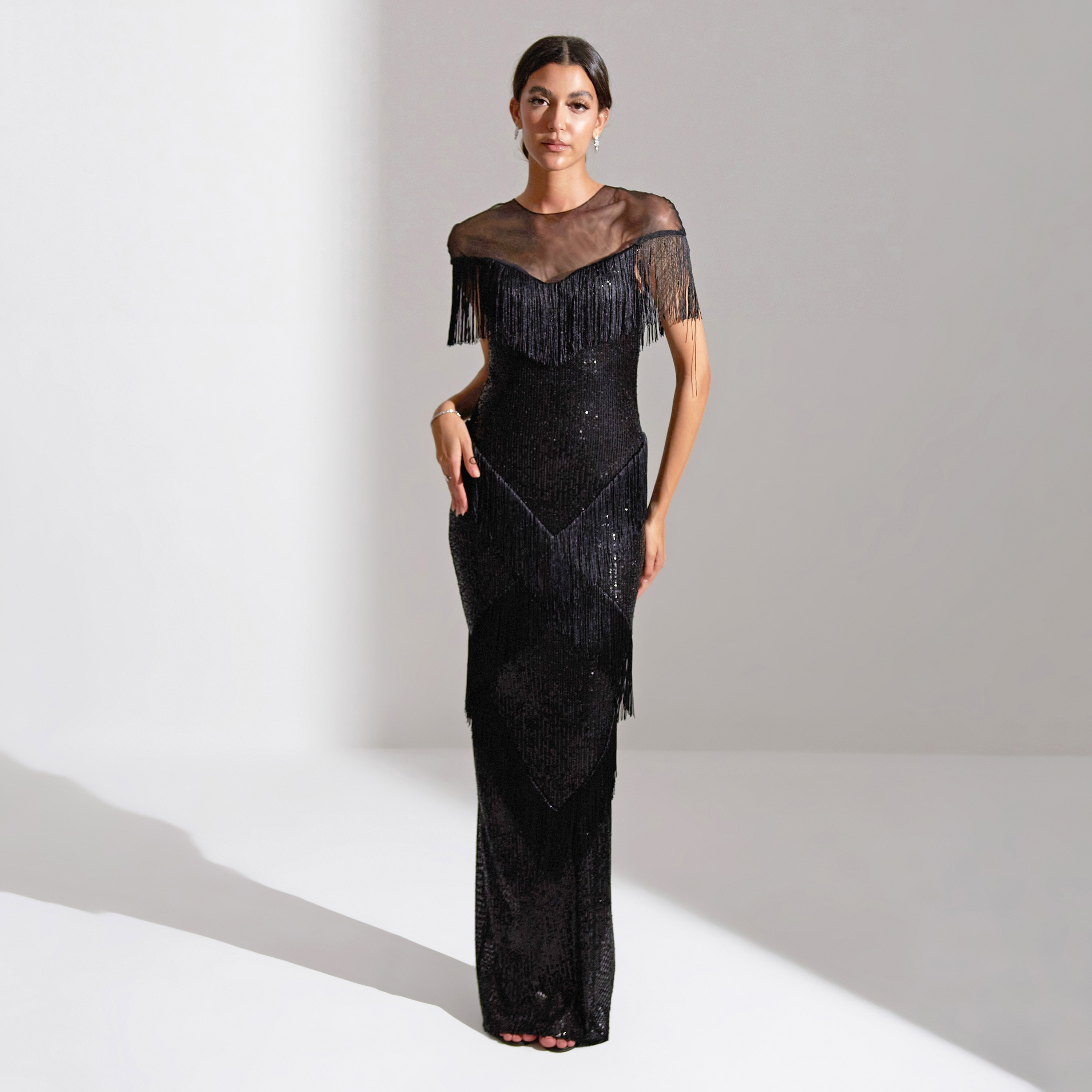 فستان ماكسي نسائي من أكاديا مزين بالترتر وطبقات من التول للسهرات-women-clothing-dresses-image-7
