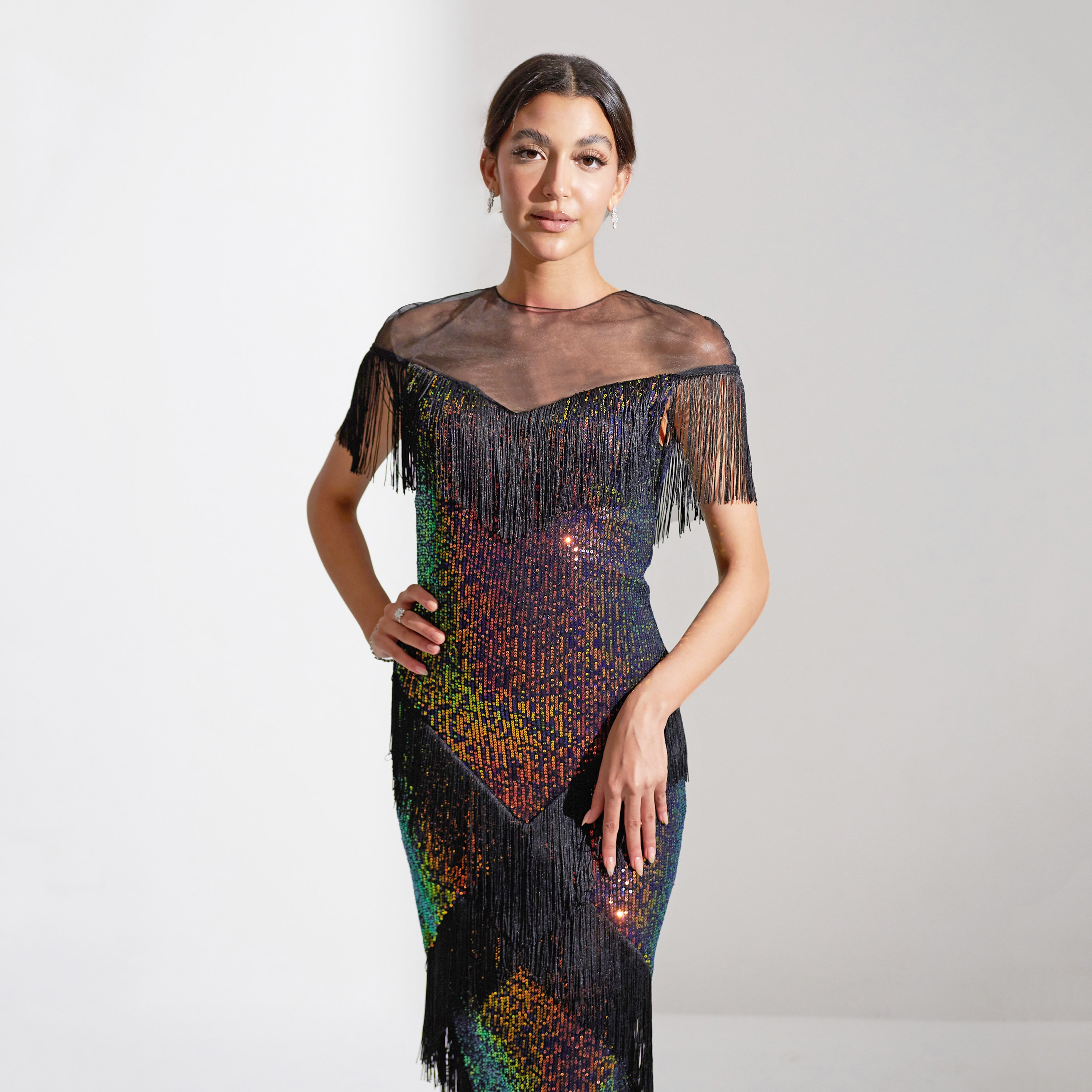 فستان ماكسي نسائي من أكاديا مزين بالترتر وطبقات من التول للسهرات-women-clothing-dresses-image-22