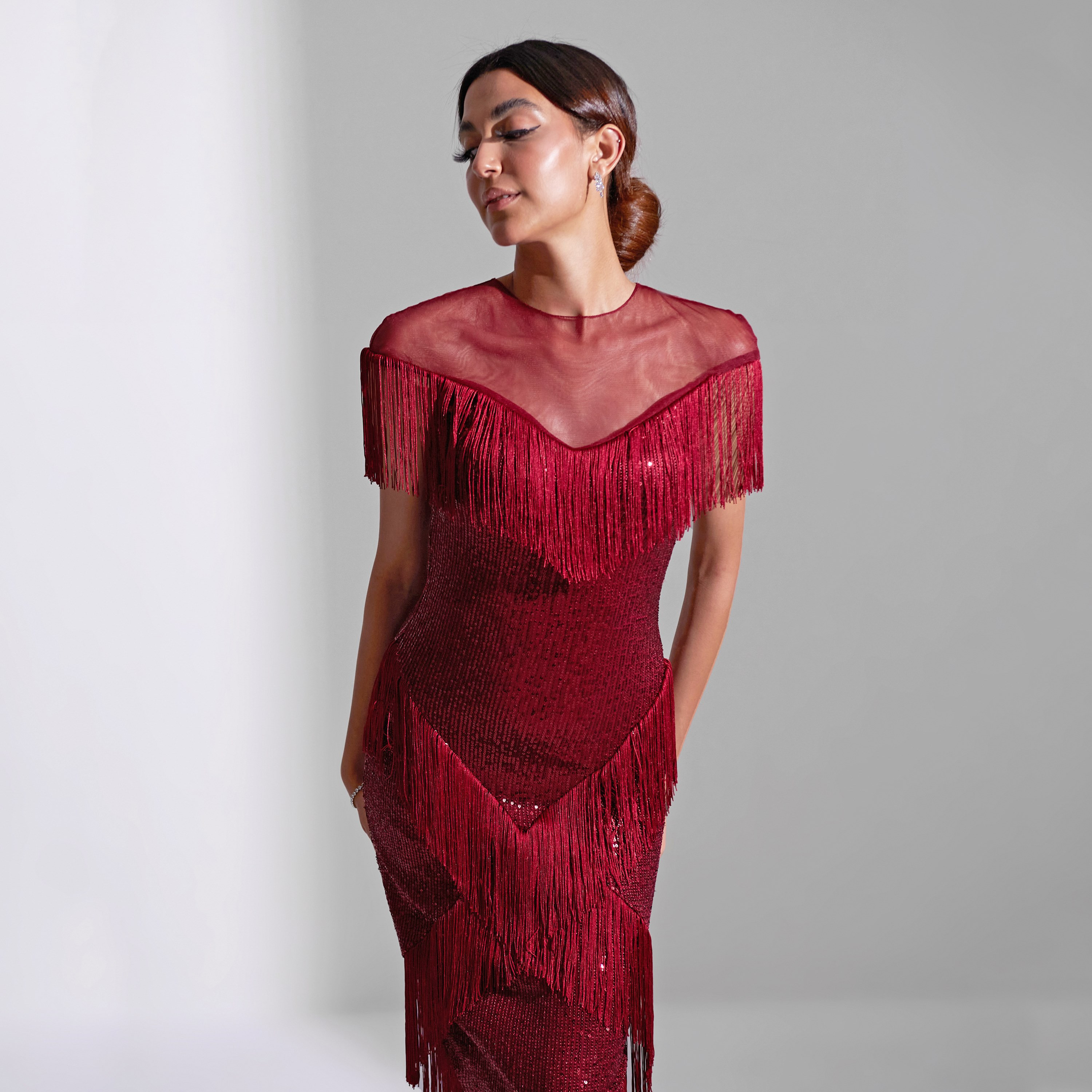 فستان ماكسي نسائي من أكاديا مزين بالترتر وطبقات من التول للسهرات-women-clothing-dresses-image-5