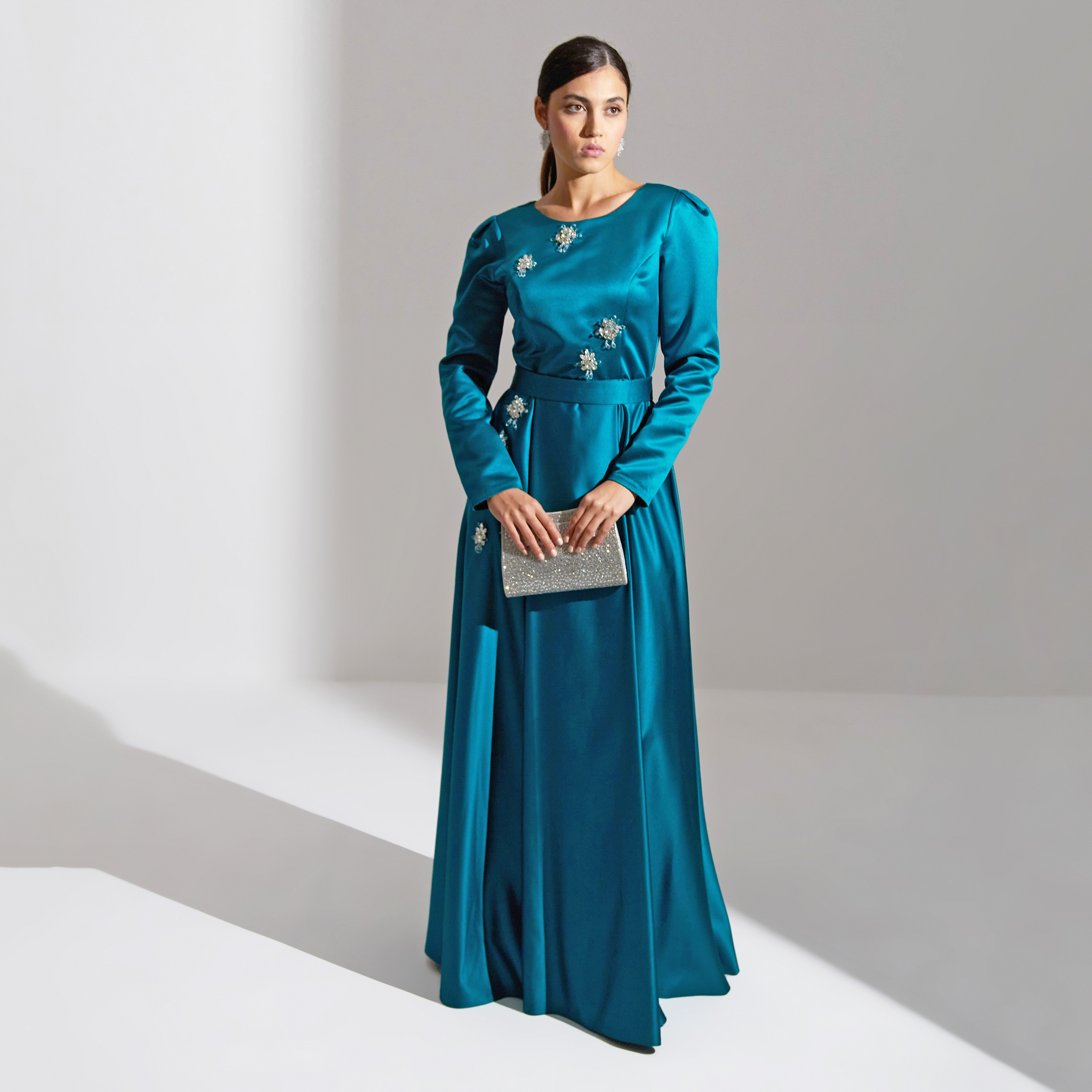 Akadia Crystal Flora Broch Satin Evening Women's Maxi Dress-women-clothing-dresses-image-10