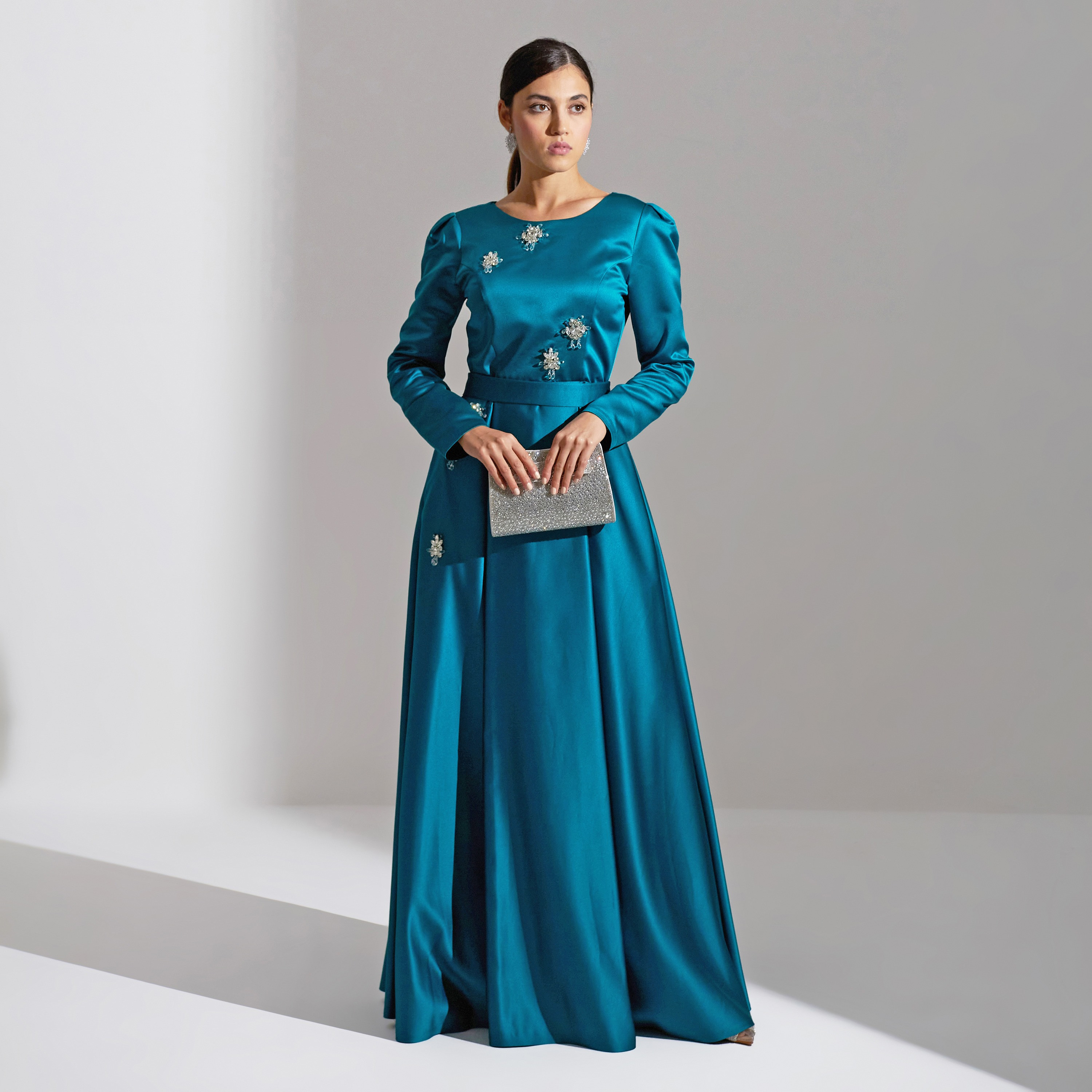Akadia Crystal Flora Broch Satin Evening Women's Maxi Dress-women-clothing-dresses-image-11