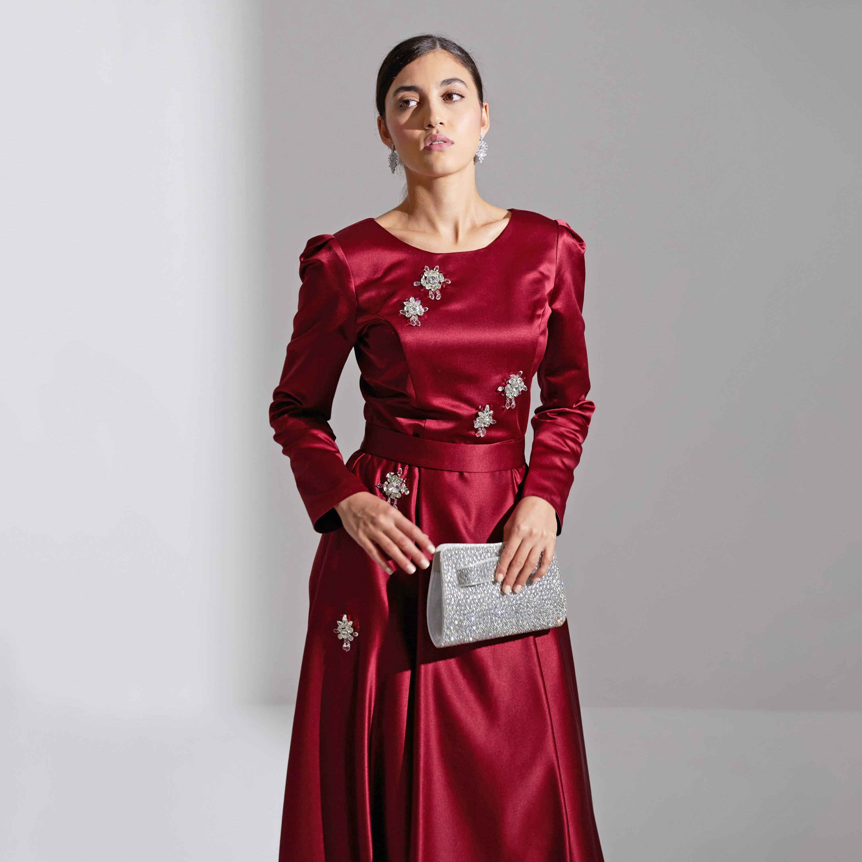 Akadia Crystal Flora Broch Satin Evening Women's Maxi Dress-women-clothing-dresses-image-6