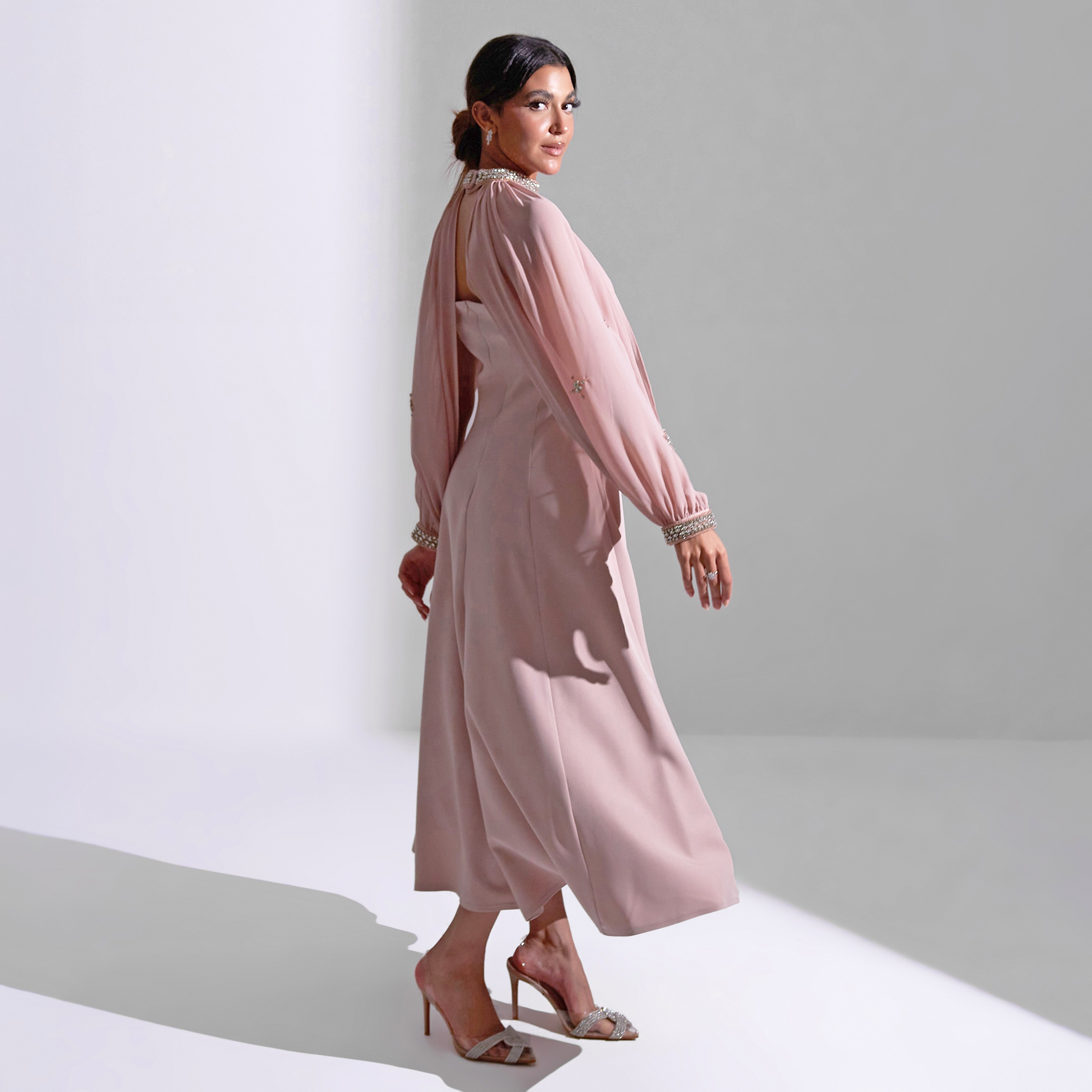 فستان سهرة نسائي مزين متوسط الطول من الشيفون بدون حمالات من أكاديا-women-clothing-dresses-image-9