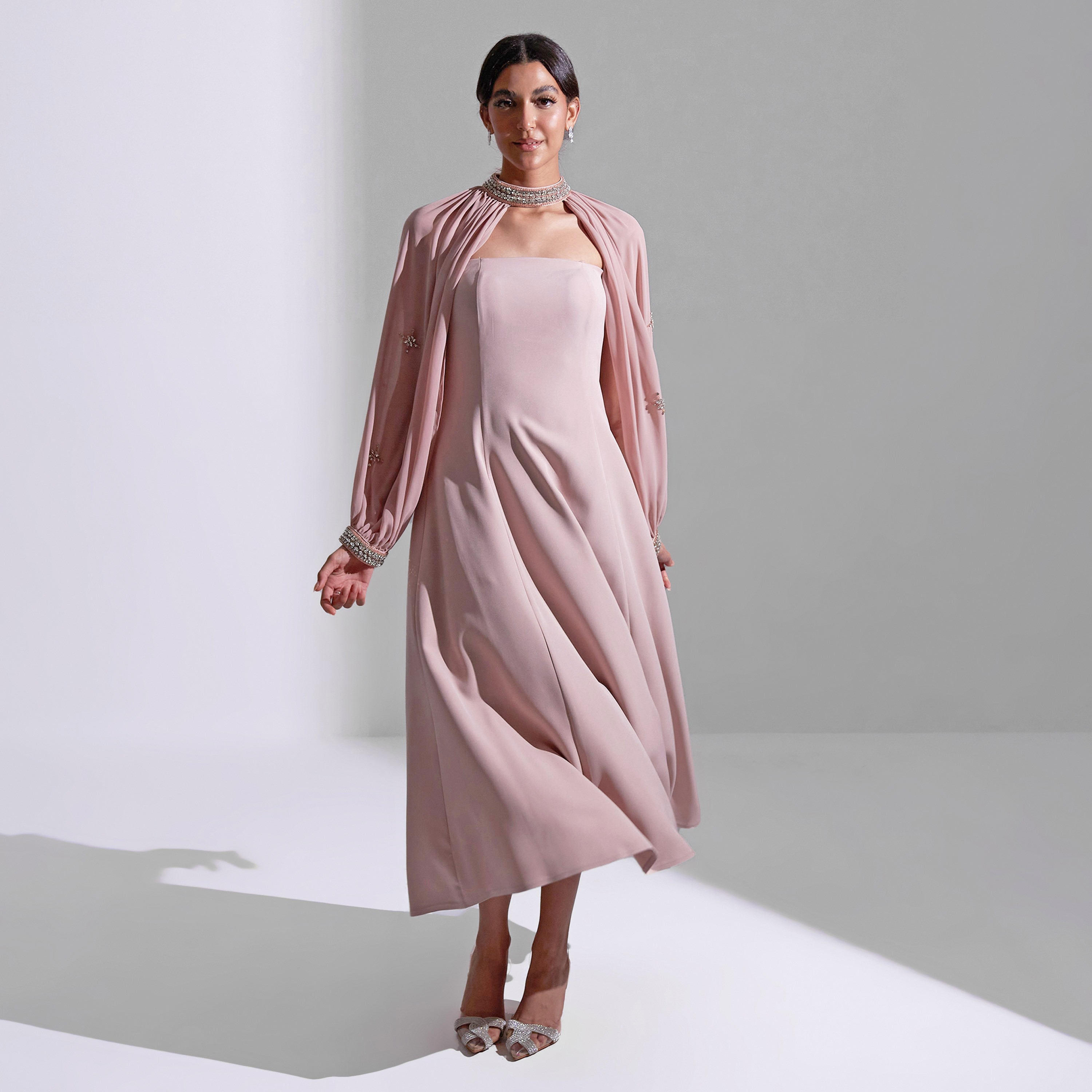 فستان سهرة نسائي مزين متوسط الطول من الشيفون بدون حمالات من أكاديا-women-clothing-dresses-image-11