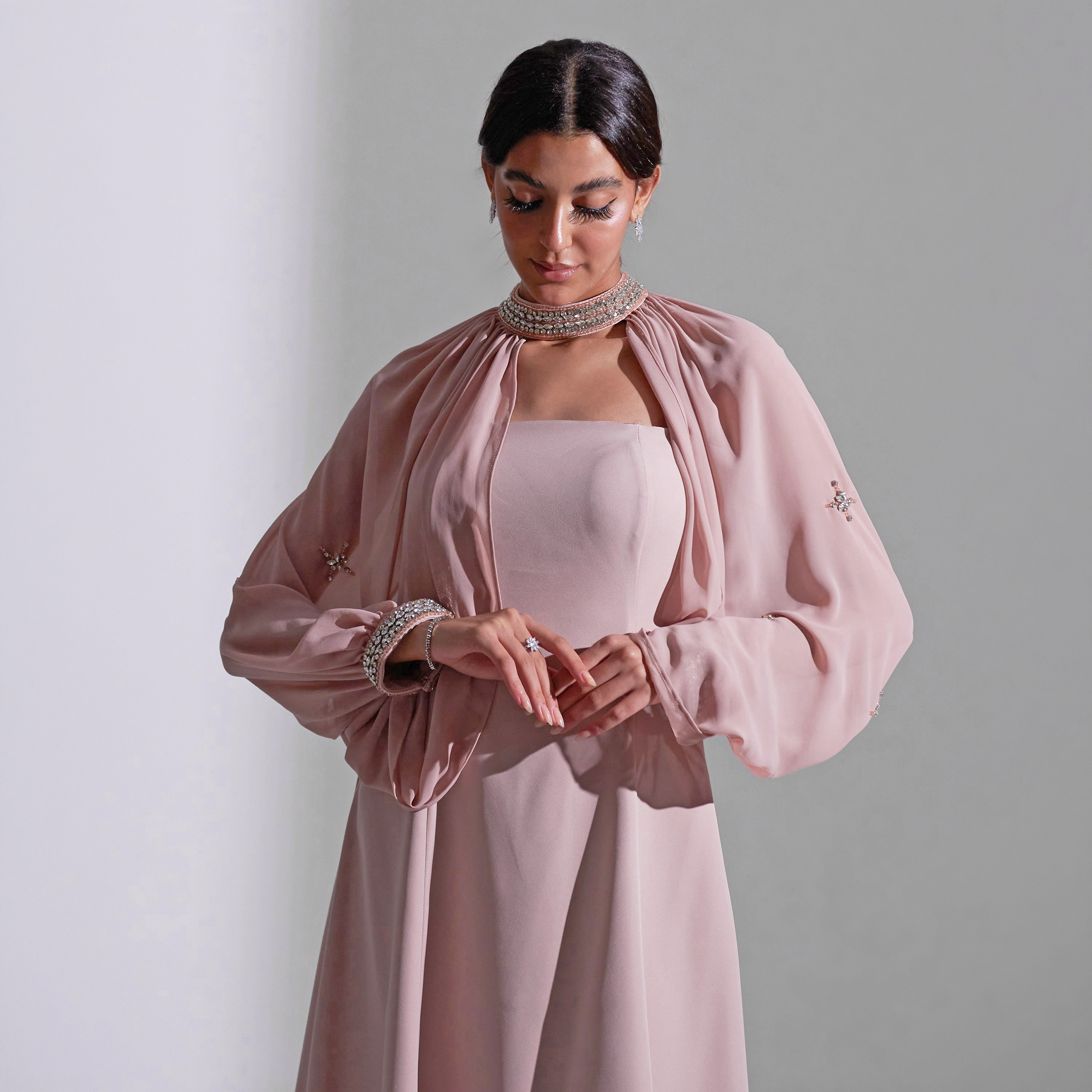 فستان سهرة نسائي مزين متوسط الطول من الشيفون بدون حمالات من أكاديا-women-clothing-dresses-image-12
