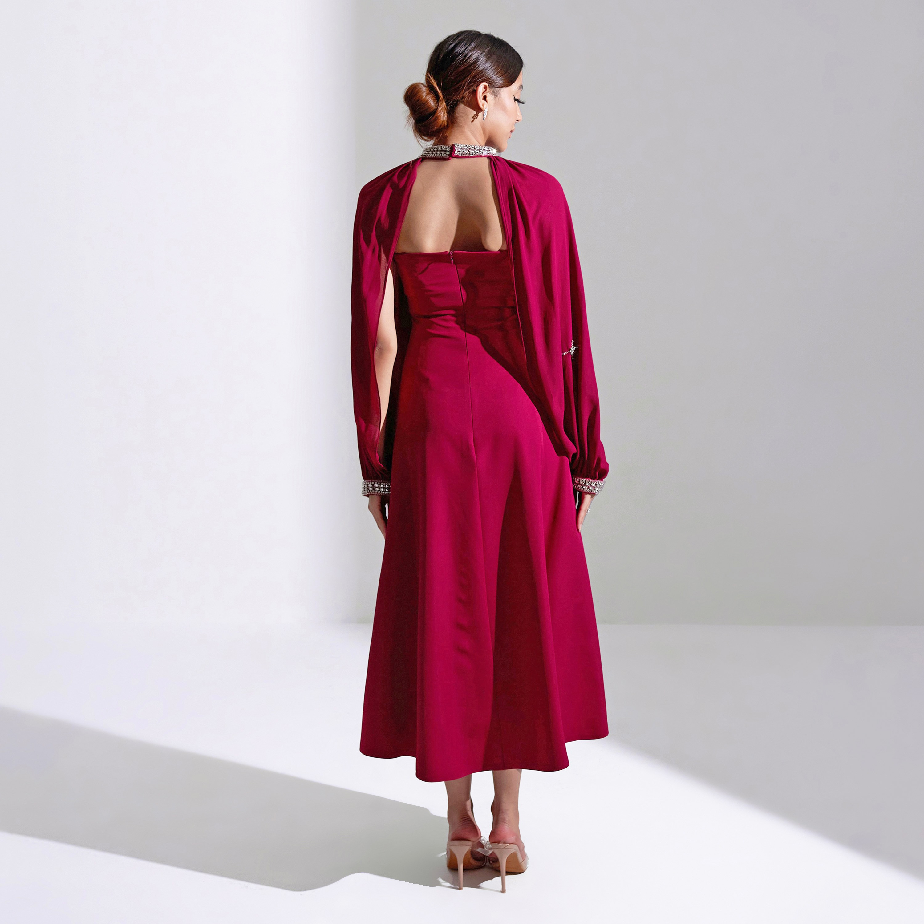 Akadia Strapless Embellished Chiffon Evening Women's Midi Dress-women-clothing-dresses-image-3