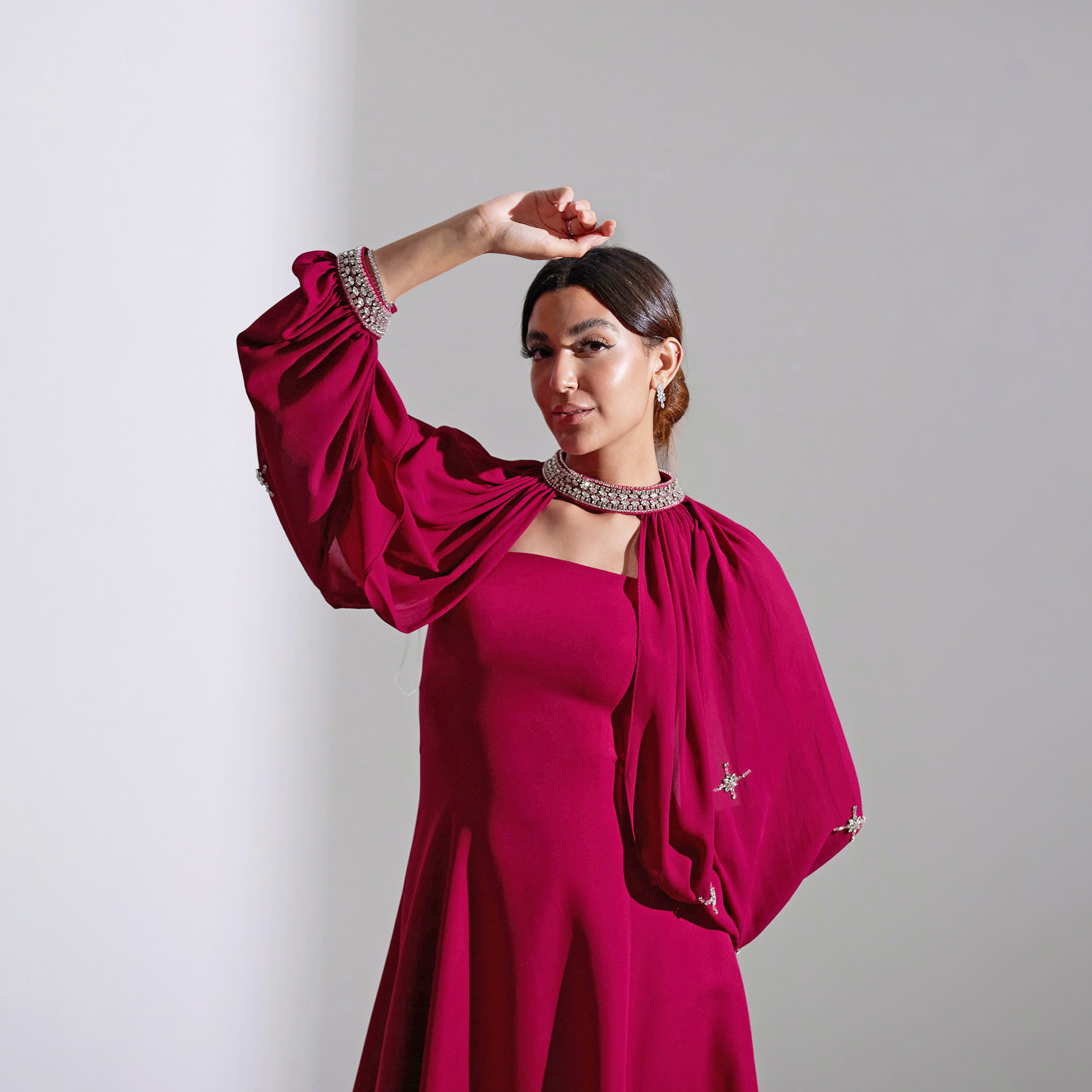 فستان سهرة نسائي مزين متوسط الطول من الشيفون بدون حمالات من أكاديا-women-clothing-dresses-image-5
