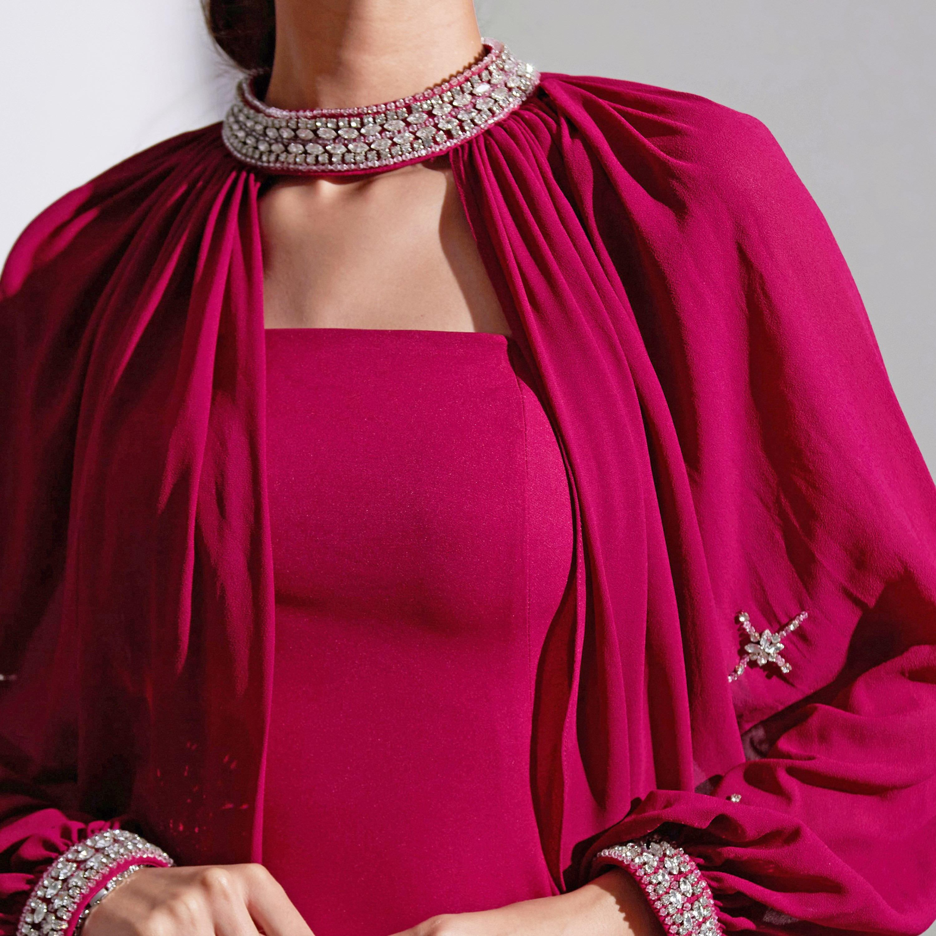 فستان سهرة نسائي مزين متوسط الطول من الشيفون بدون حمالات من أكاديا-women-clothing-dresses-image-7