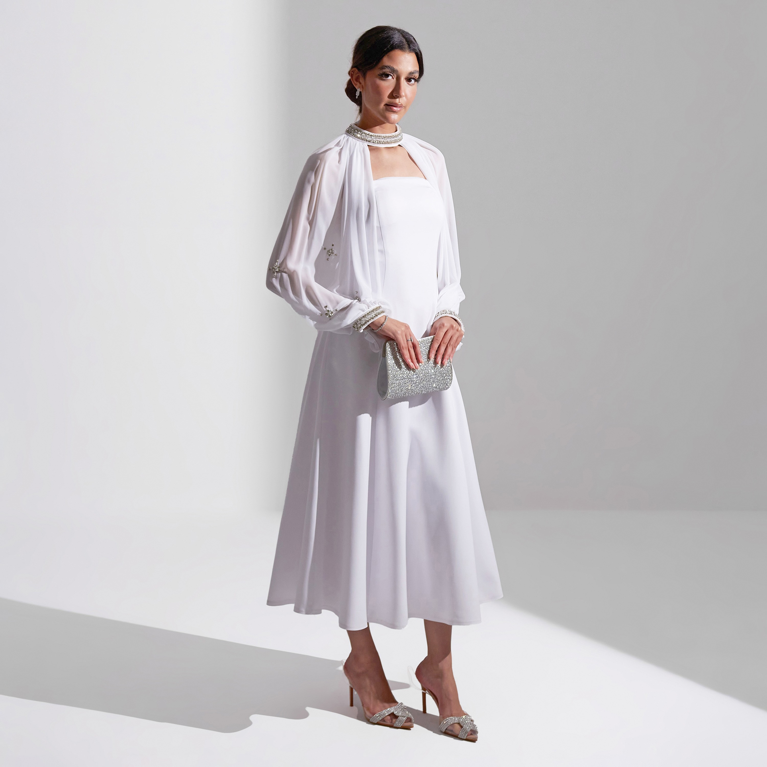فستان سهرة نسائي مزين متوسط الطول من الشيفون بدون حمالات من أكاديا-women-clothing-dresses-image-13