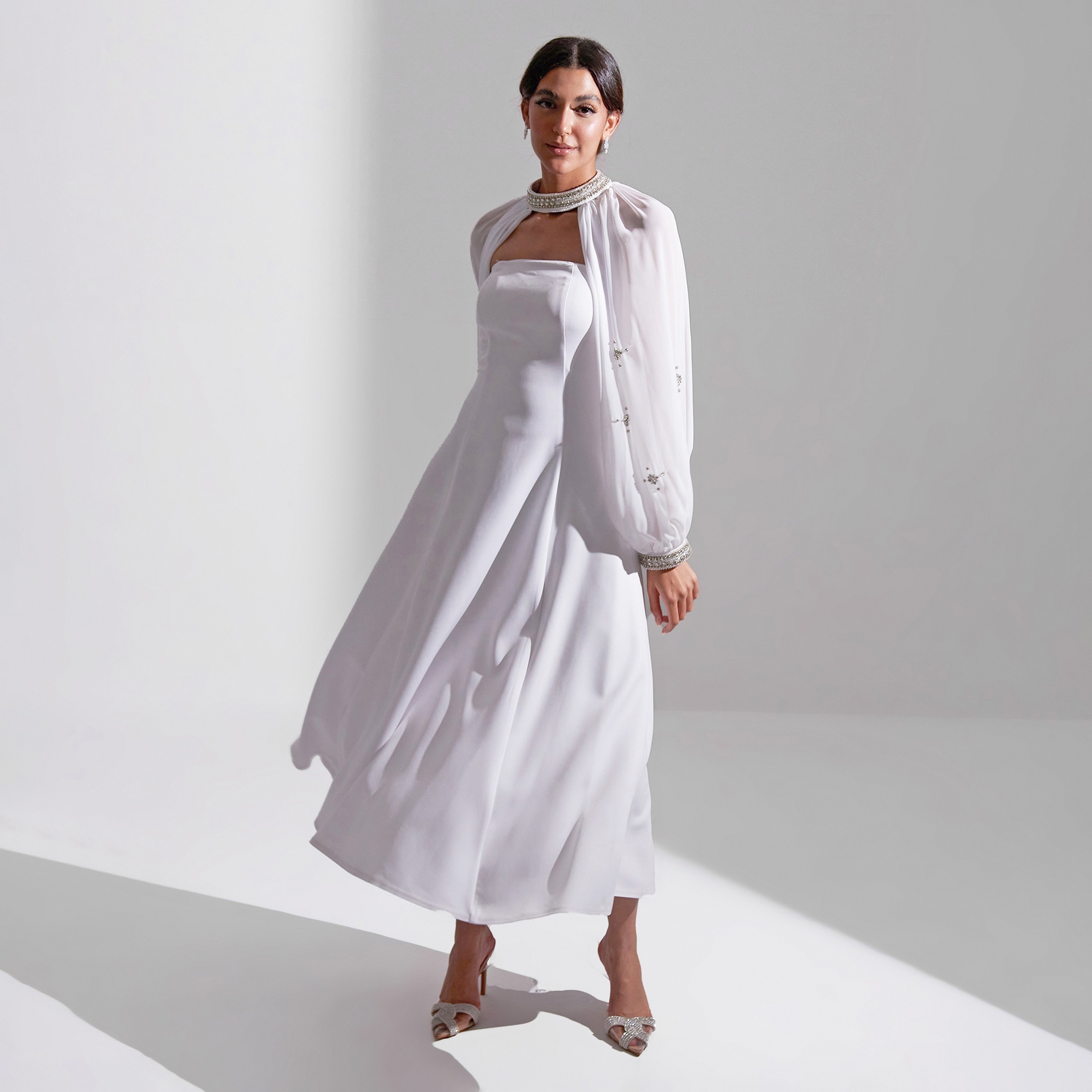 فستان سهرة نسائي مزين متوسط الطول من الشيفون بدون حمالات من أكاديا-women-clothing-dresses-image-15