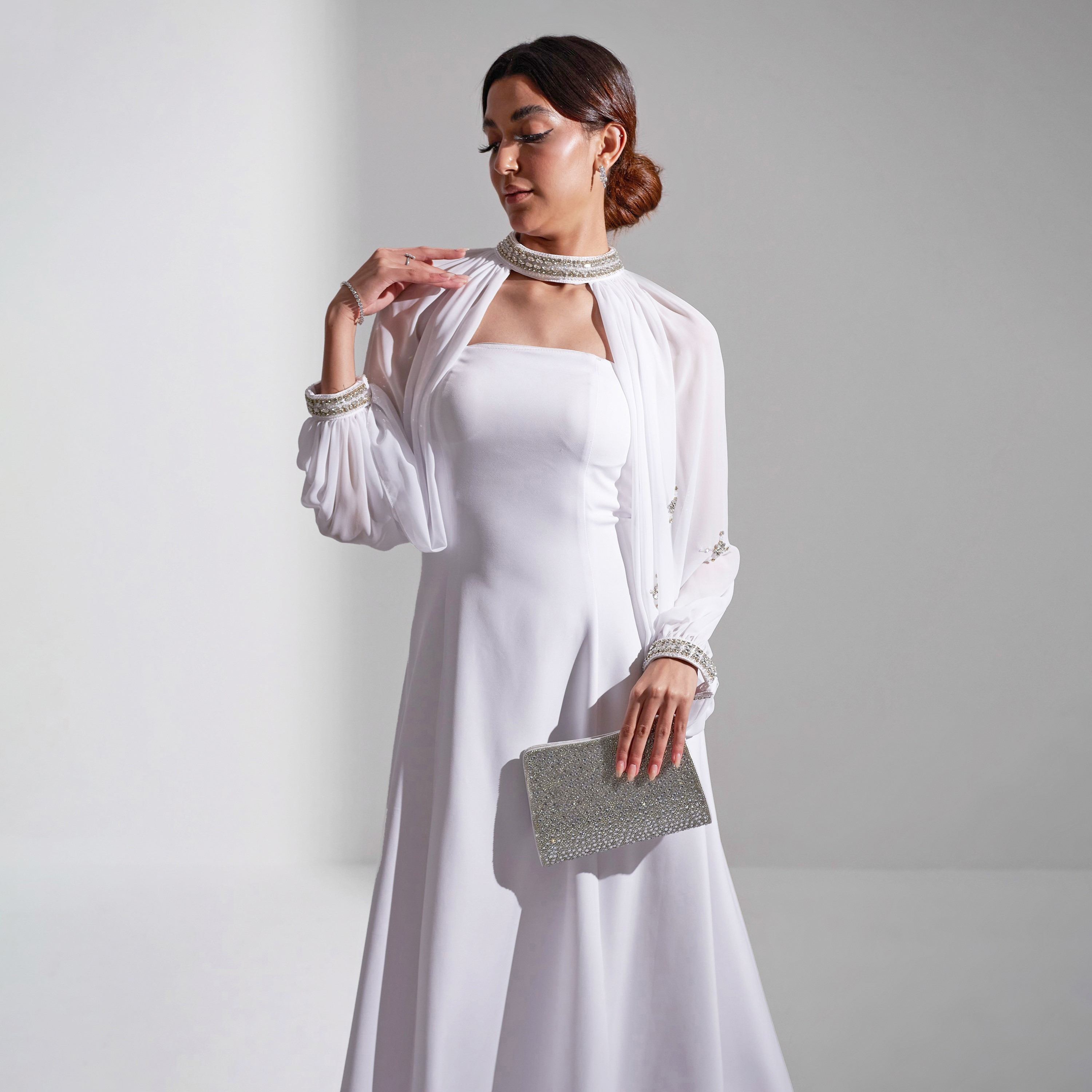 فستان سهرة نسائي مزين متوسط الطول من الشيفون بدون حمالات من أكاديا-women-clothing-dresses-image-18
