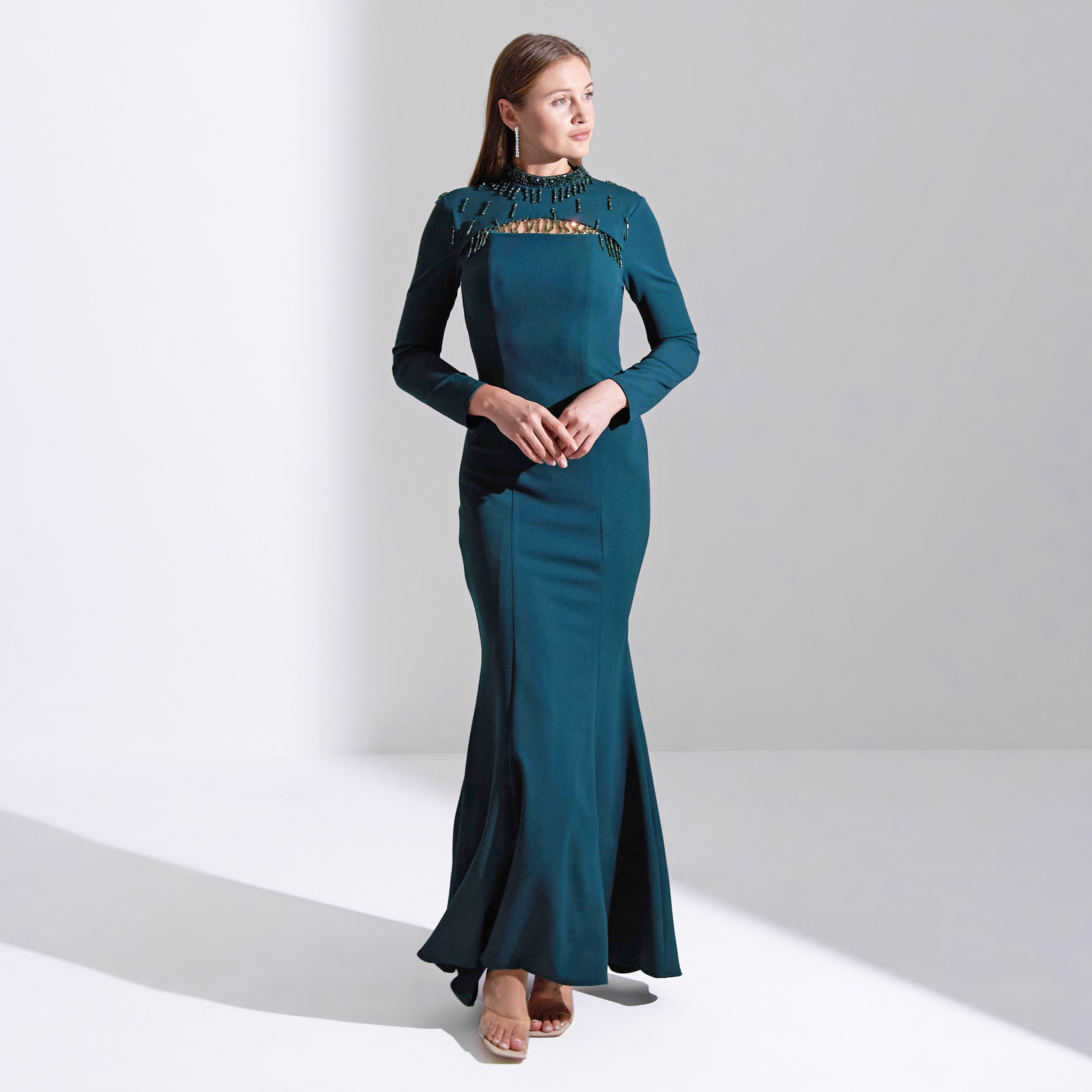 Akadia Open Bust Fringe Detail Crepe Evening Women's Maxi Dress-women-clothing-dresses-image-6