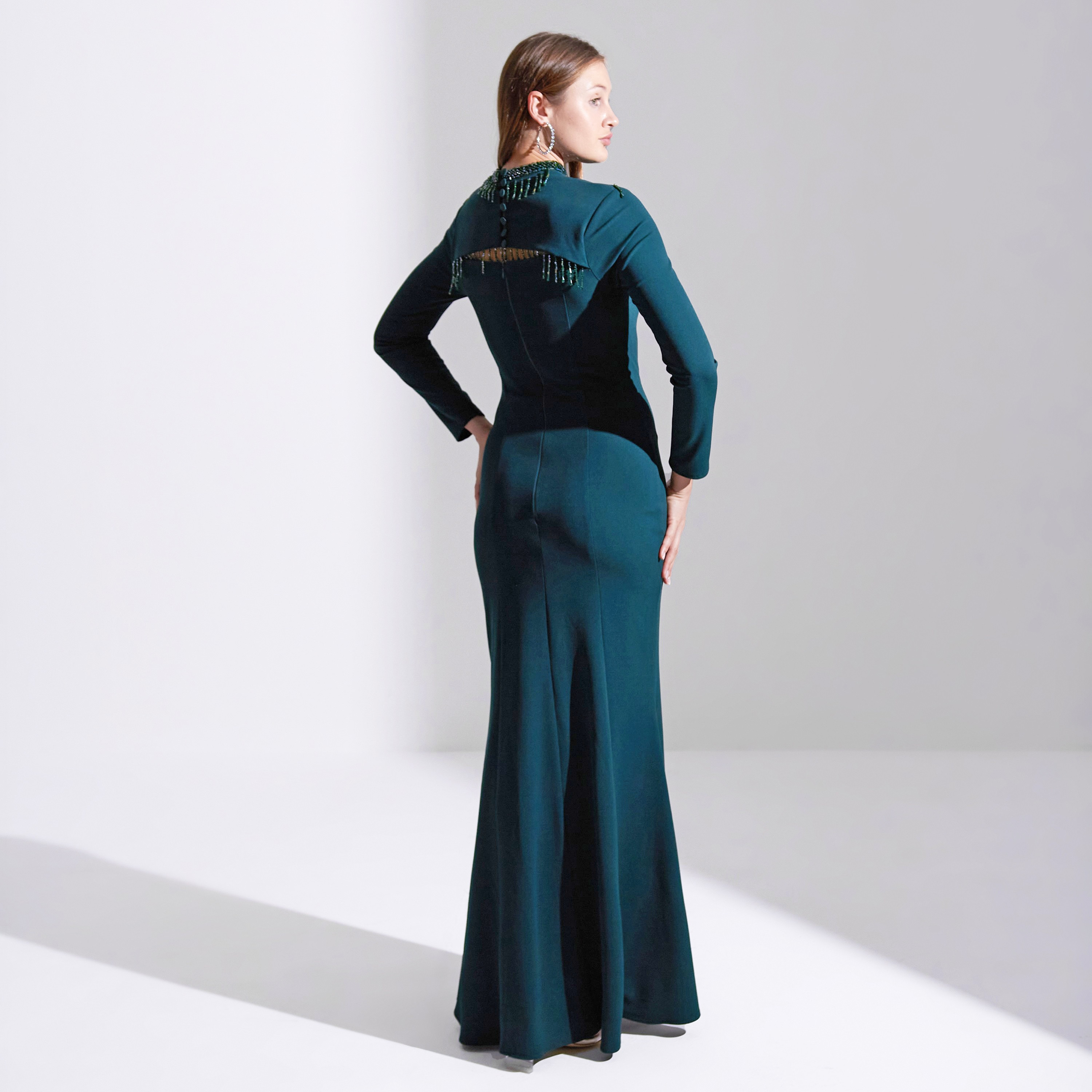 Akadia Open Bust Fringe Detail Crepe Evening Women's Maxi Dress-women-clothing-dresses-image-8