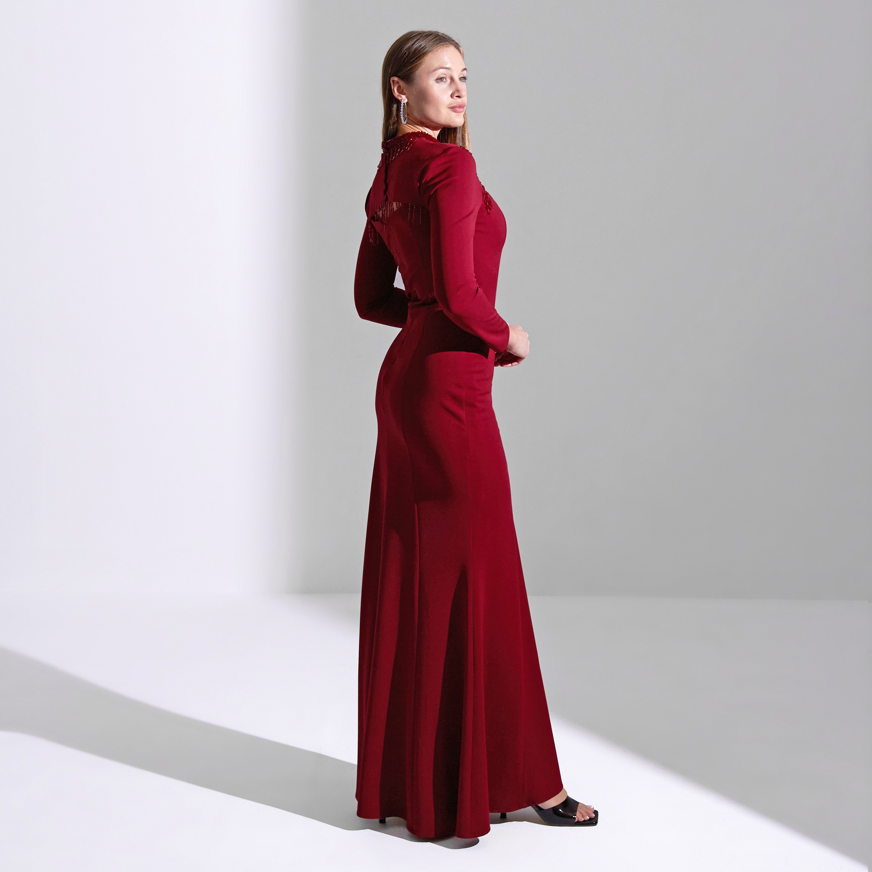 Akadia Open Bust Fringe Detail Crepe Evening Women's Maxi Dress-women-clothing-dresses-image-13