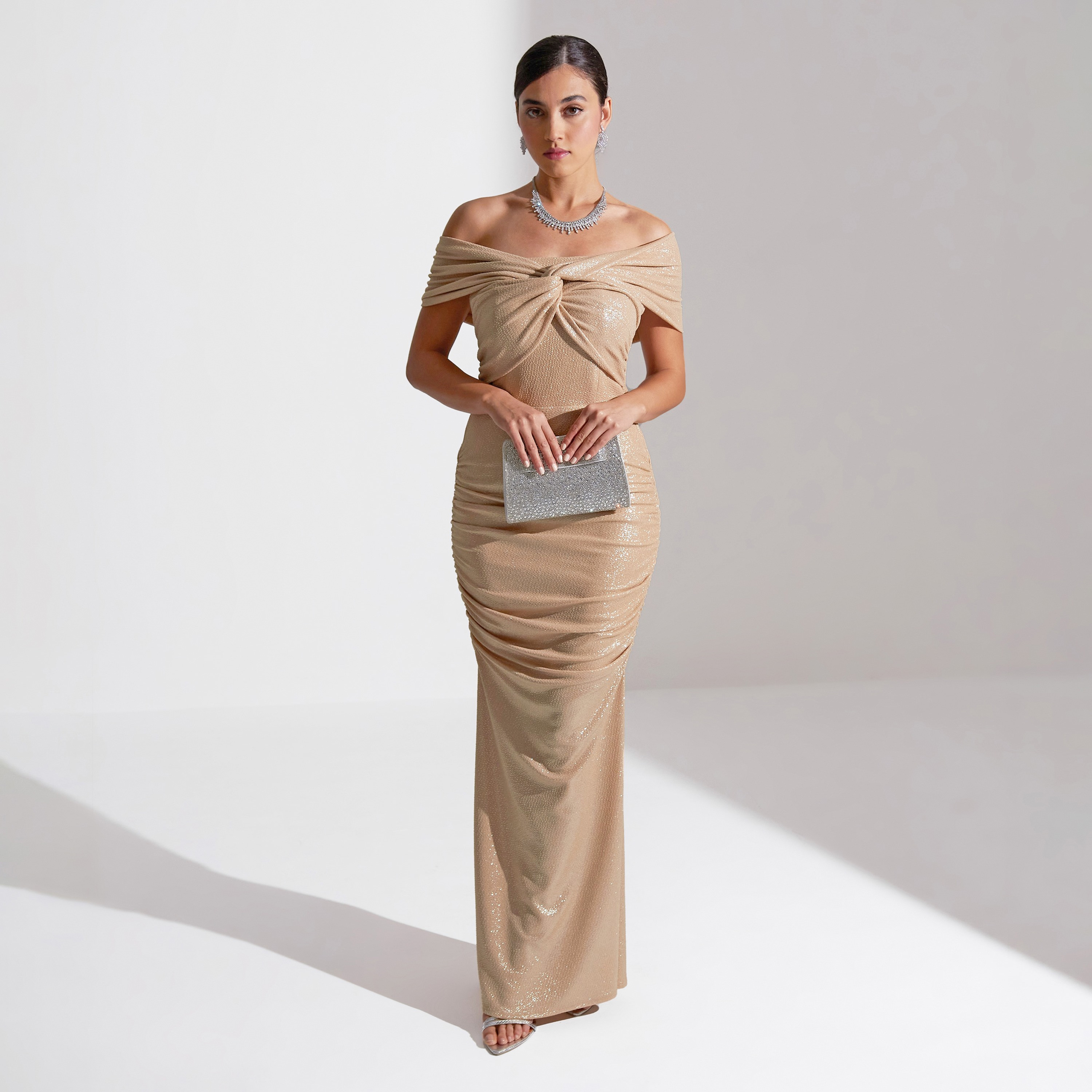 Akadia Cross Shoulder Jersey Lameh Evening Women's Maxi Dress-women-clothing-dresses-image-6
